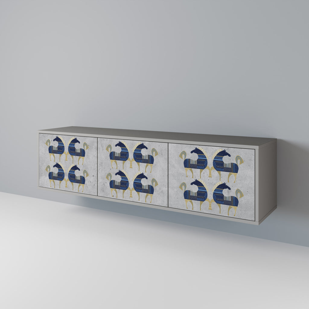 MAJESTIC STEED Móvel de TV com 3 Portas em Acabamento Cinzento