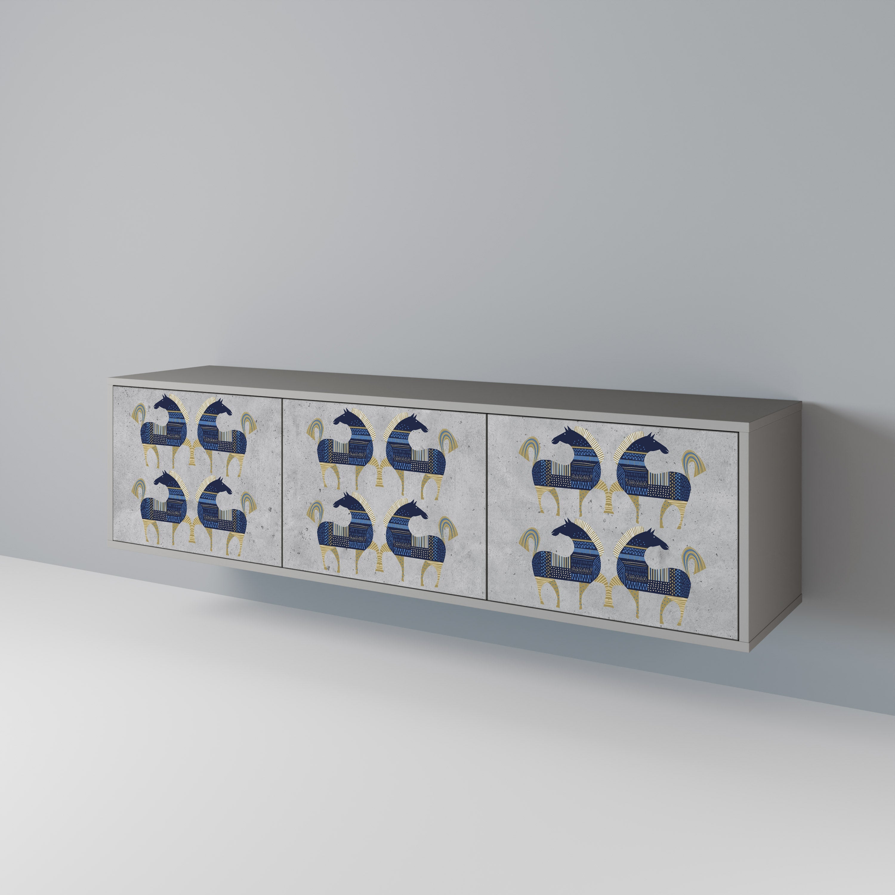 MAJESTIC STEED Móvel de TV com 3 Portas em Acabamento Cinzento