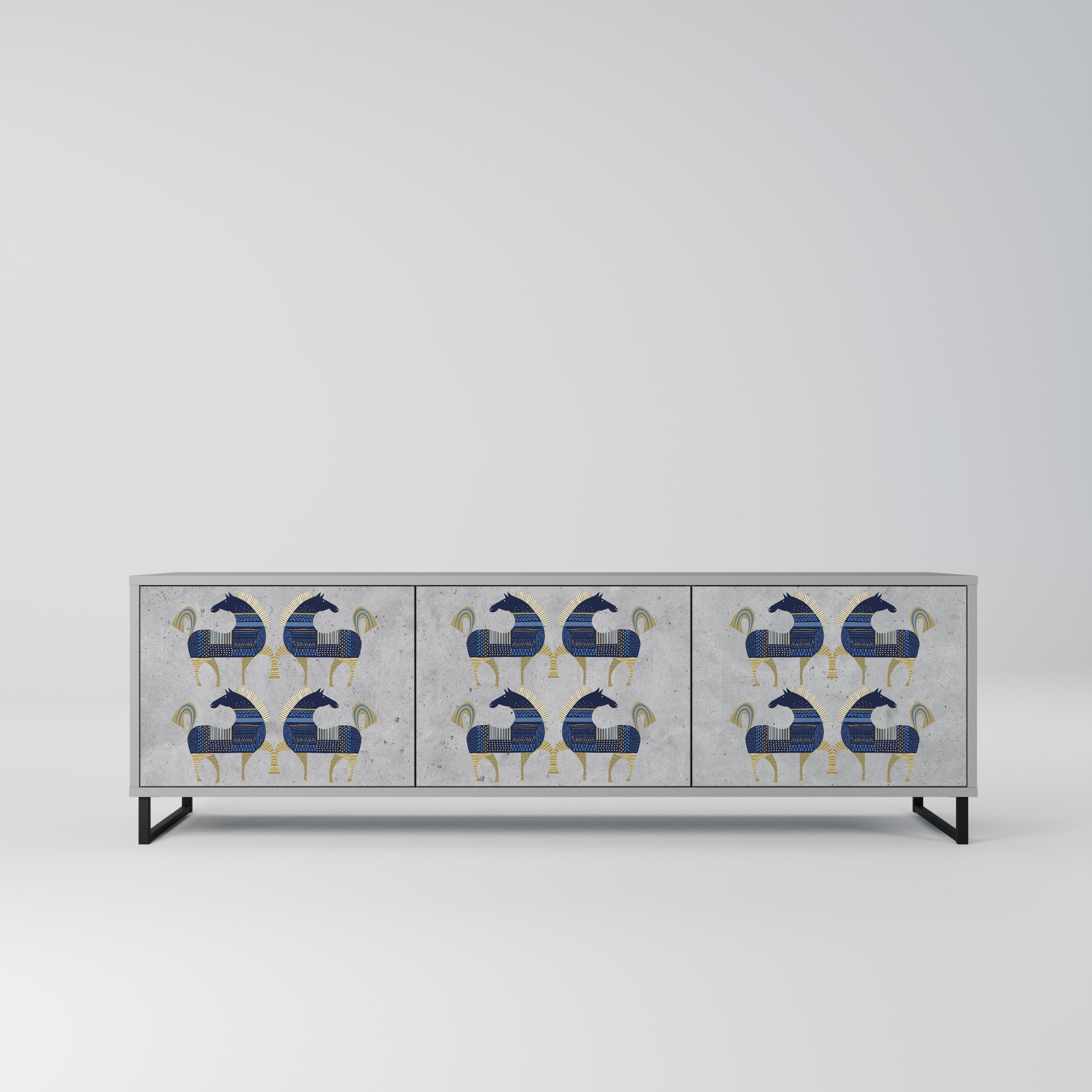 MAJESTIC STEED Móvel de TV com 3 Portas em Acabamento Cinzento