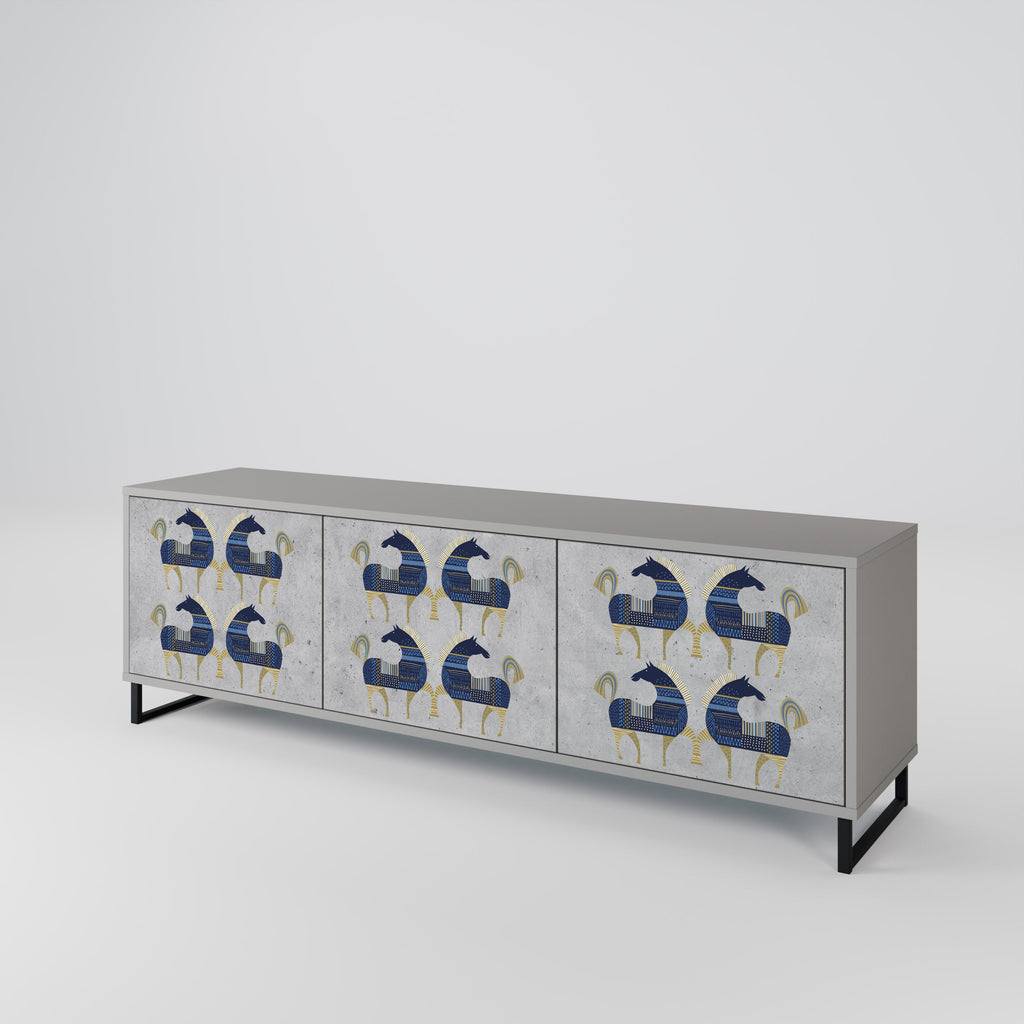 MAJESTIC STEED Móvel de TV com 3 Portas em Acabamento Cinzento