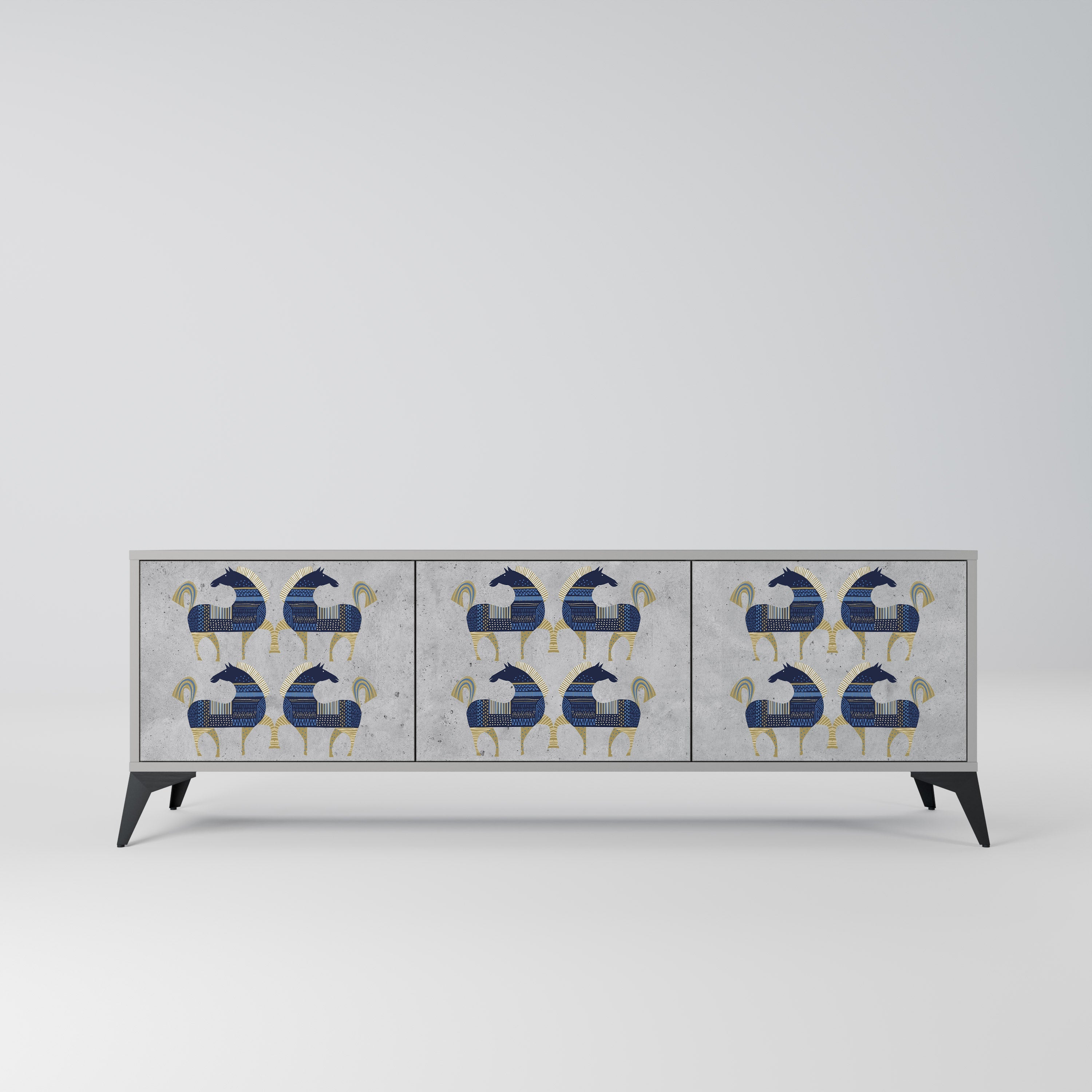 MAJESTIC STEED Móvel de TV com 3 Portas em Acabamento Cinzento