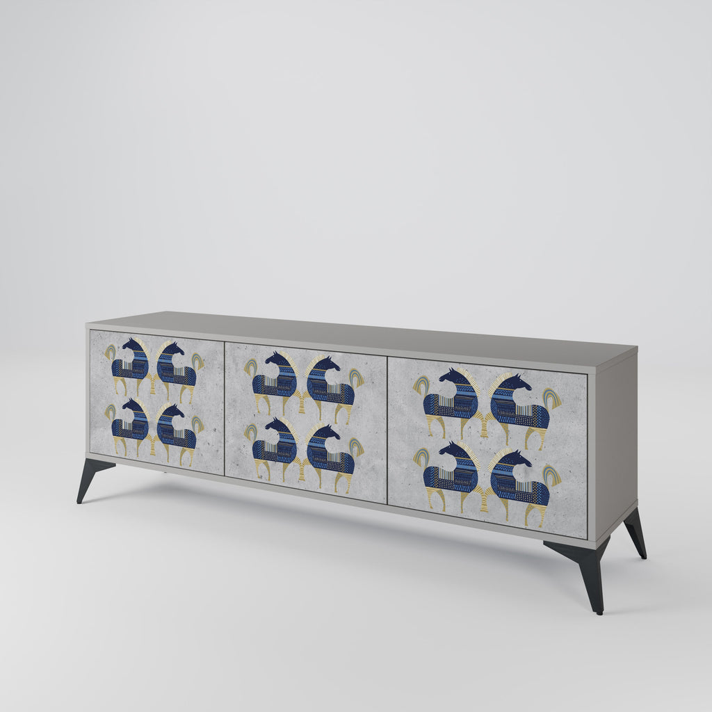 MAJESTIC STEED Móvel de TV com 3 Portas em Acabamento Cinzento