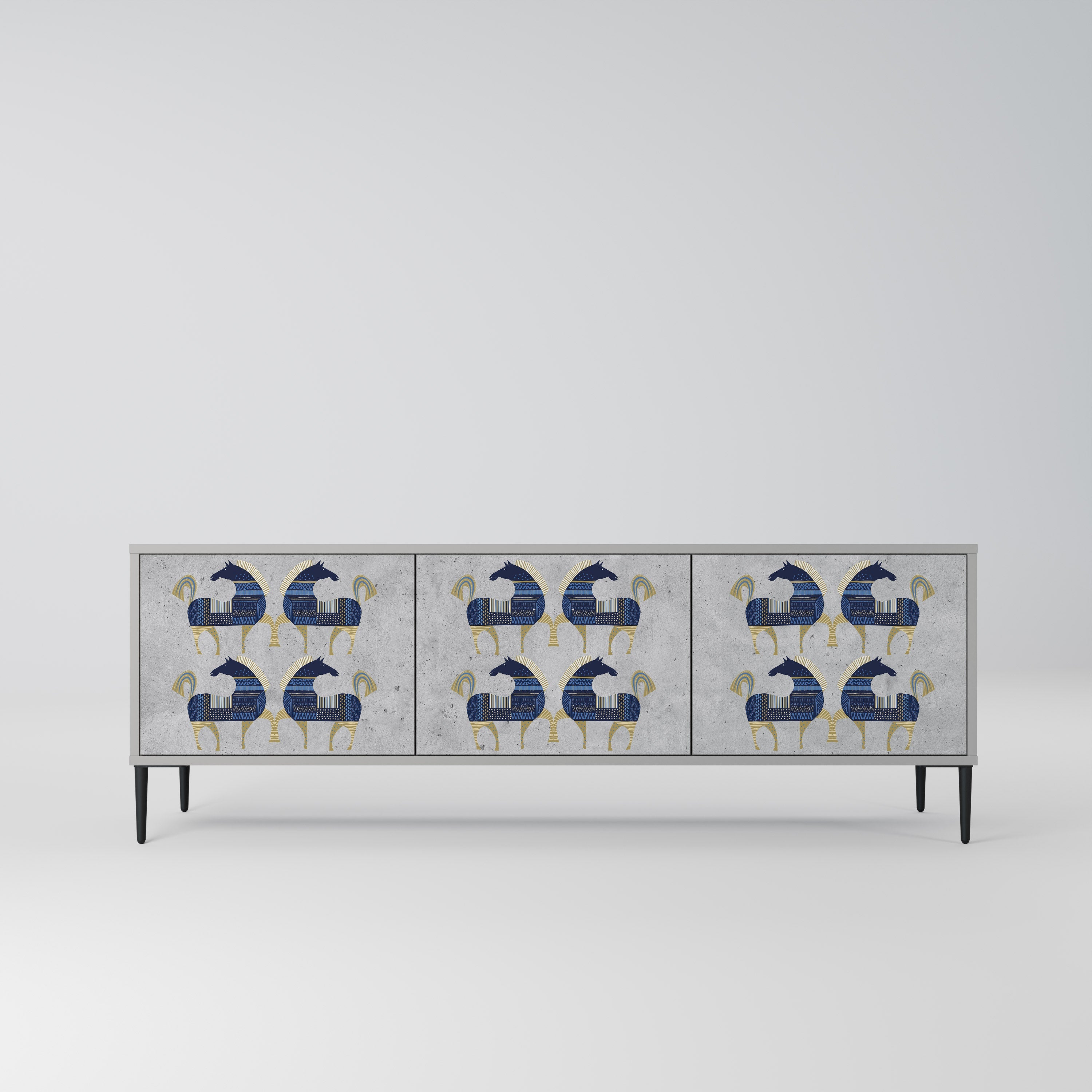 MAJESTIC STEED Móvel de TV com 3 Portas em Acabamento Cinzento