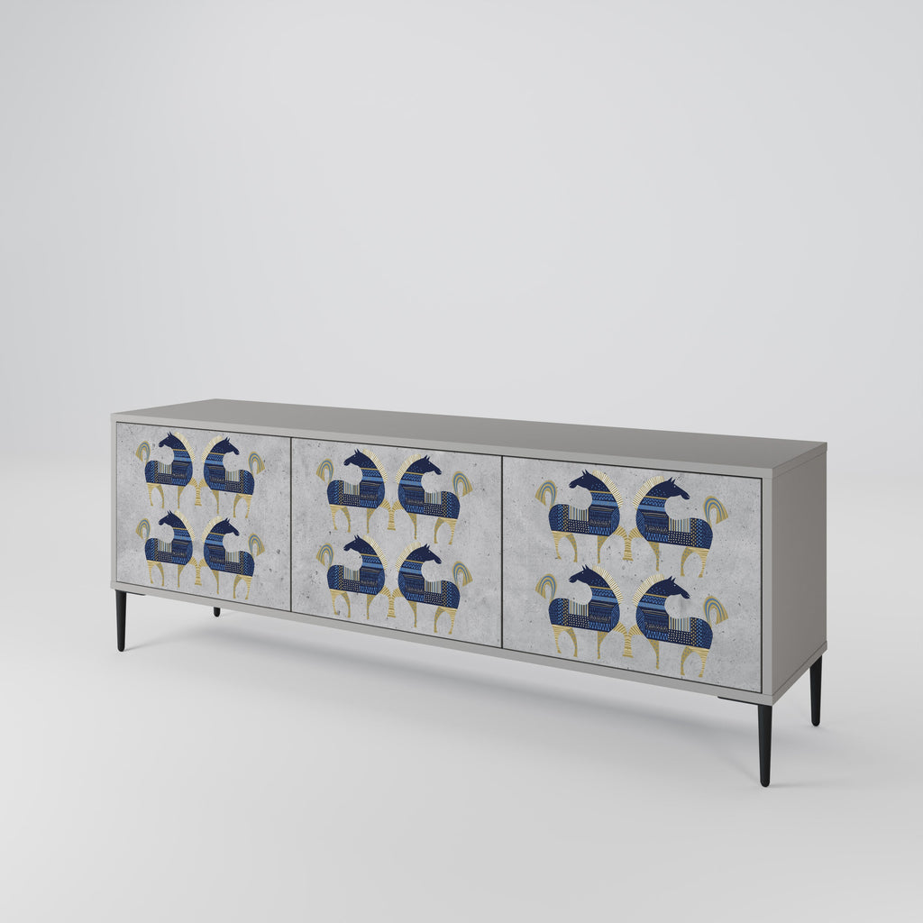 MAJESTIC STEED Móvel de TV com 3 Portas em Acabamento Cinzento