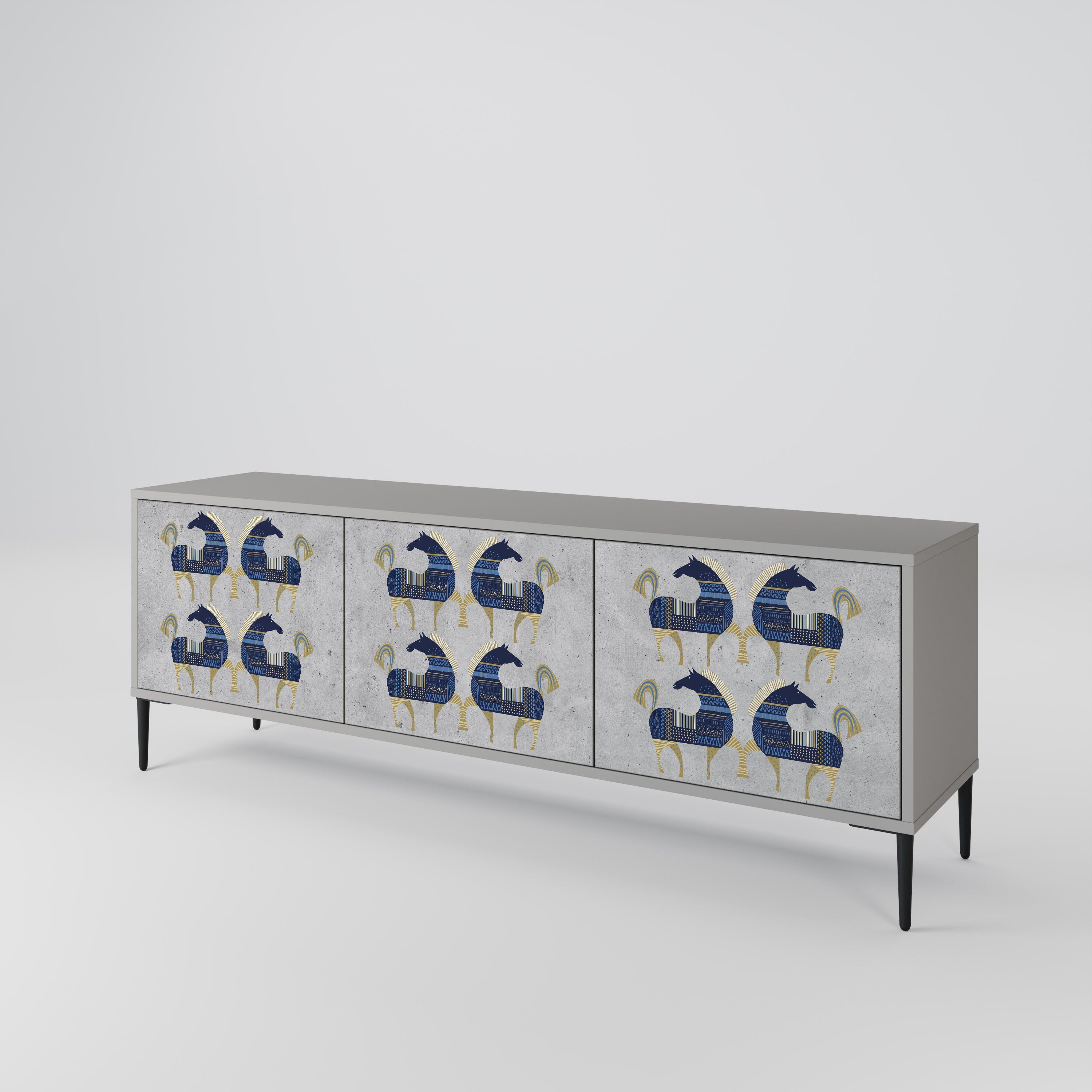 MAJESTIC STEED Móvel de TV com 3 Portas em Acabamento Cinzento