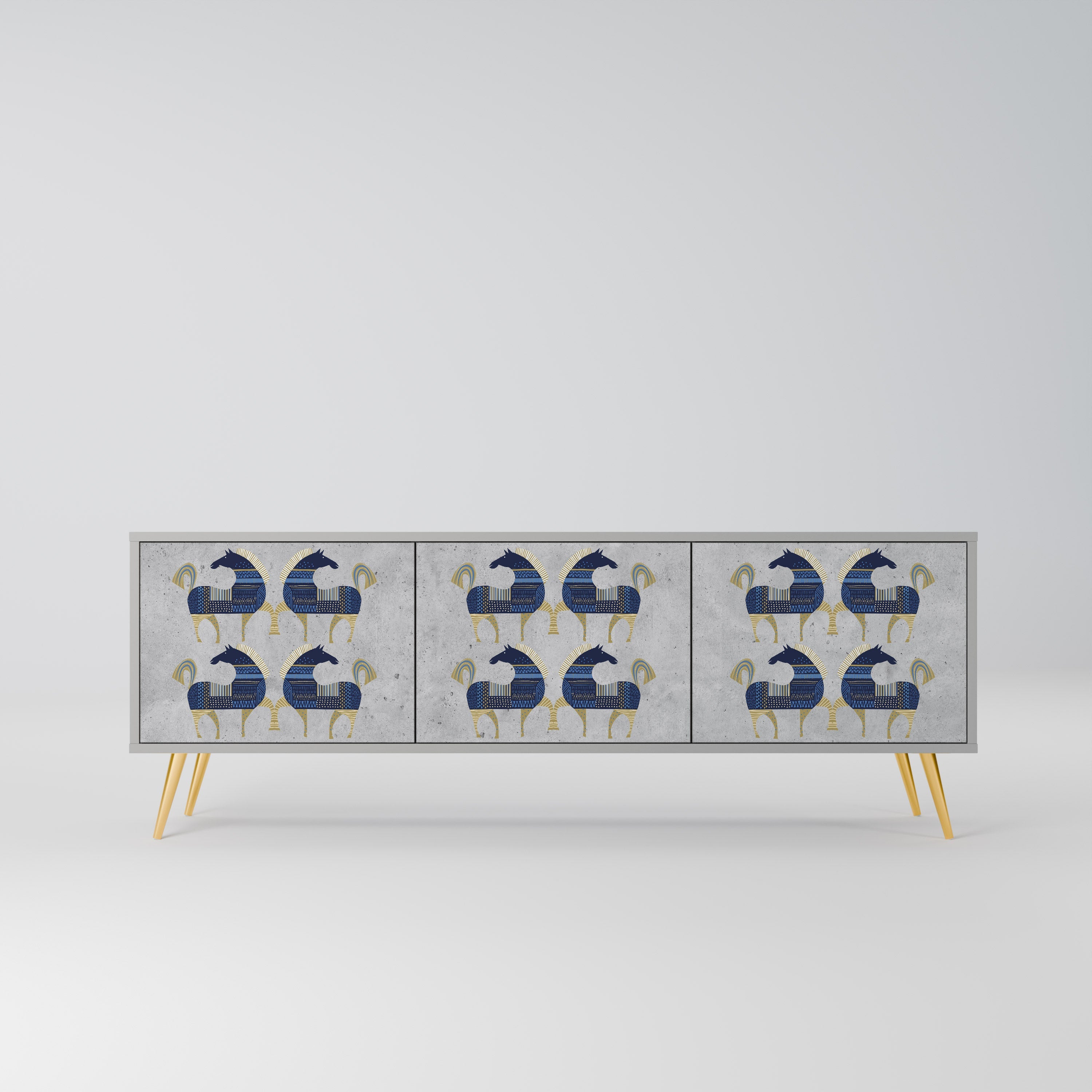 MAJESTIC STEED Móvel de TV com 3 Portas em Acabamento Cinzento