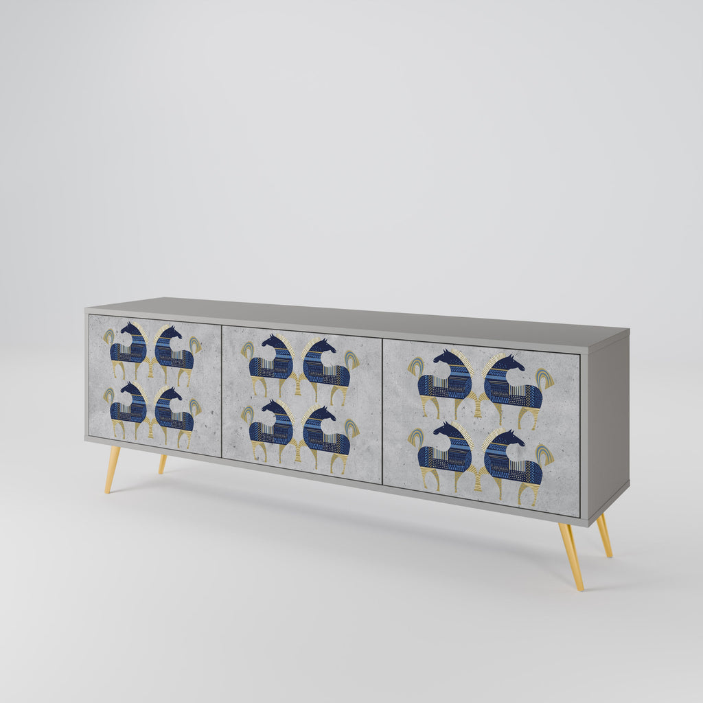 MAJESTIC STEED Móvel de TV com 3 Portas em Acabamento Cinzento