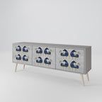 MAJESTIC STEED Móvel de TV com 3 Portas em Acabamento Cinzento