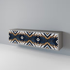 ARTFUL GEOMETRY 3-Door TV Stand in Grey Finish