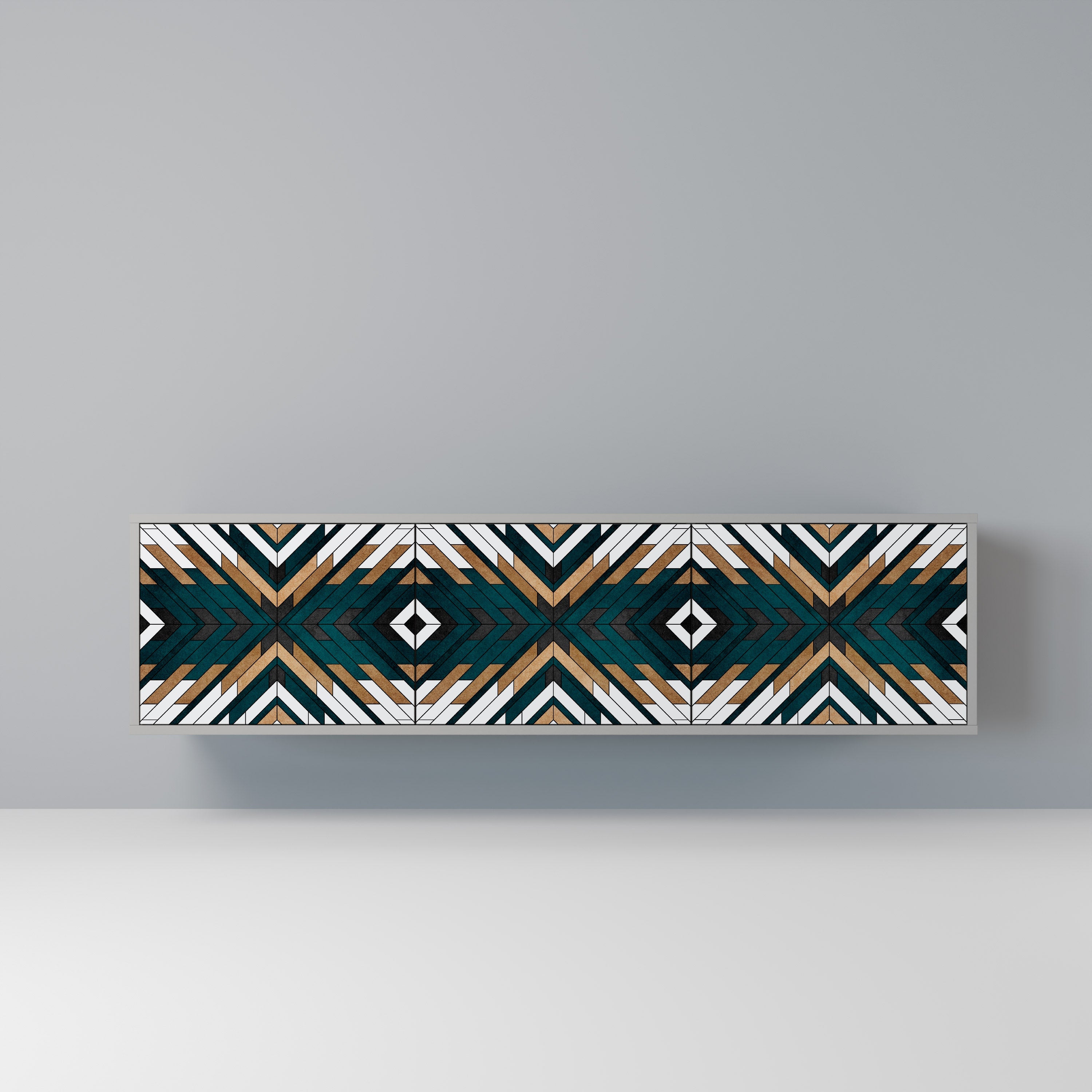 ARTISTIC GEOMETRY Móvel de TV com 3 Portas em Acabamento Cinzento