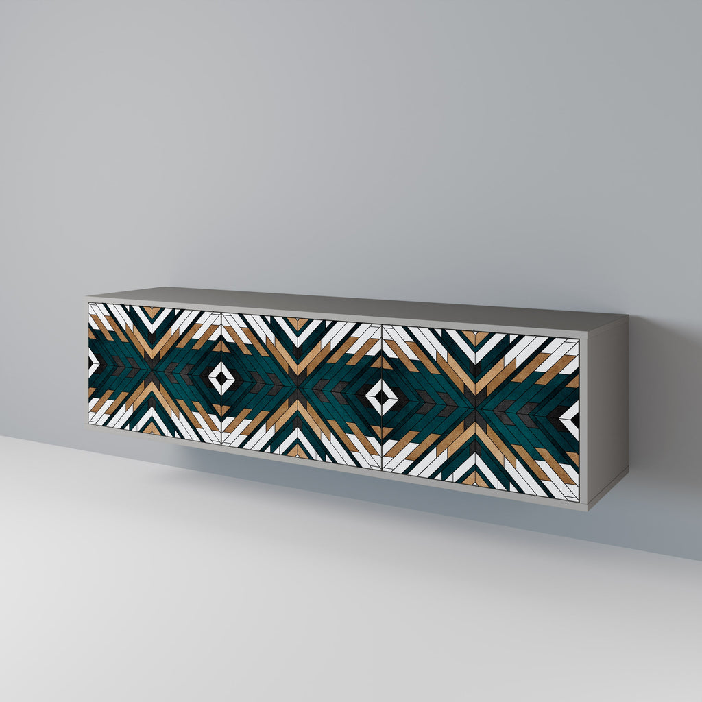 ARTISTIC GEOMETRY Móvel de TV com 3 Portas em Acabamento Cinzento