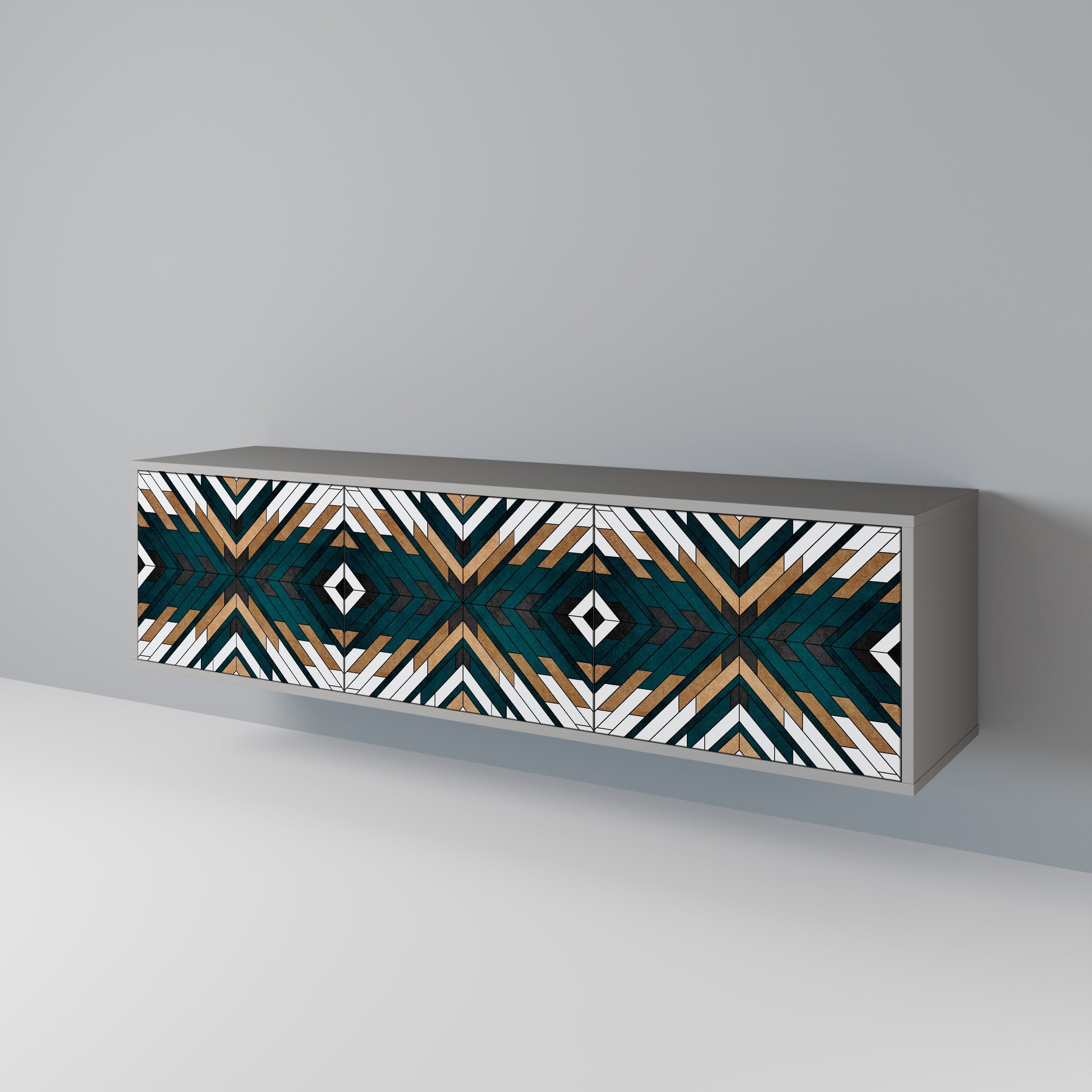 ARTISTIC GEOMETRY Móvel de TV com 3 Portas em Acabamento Cinzento