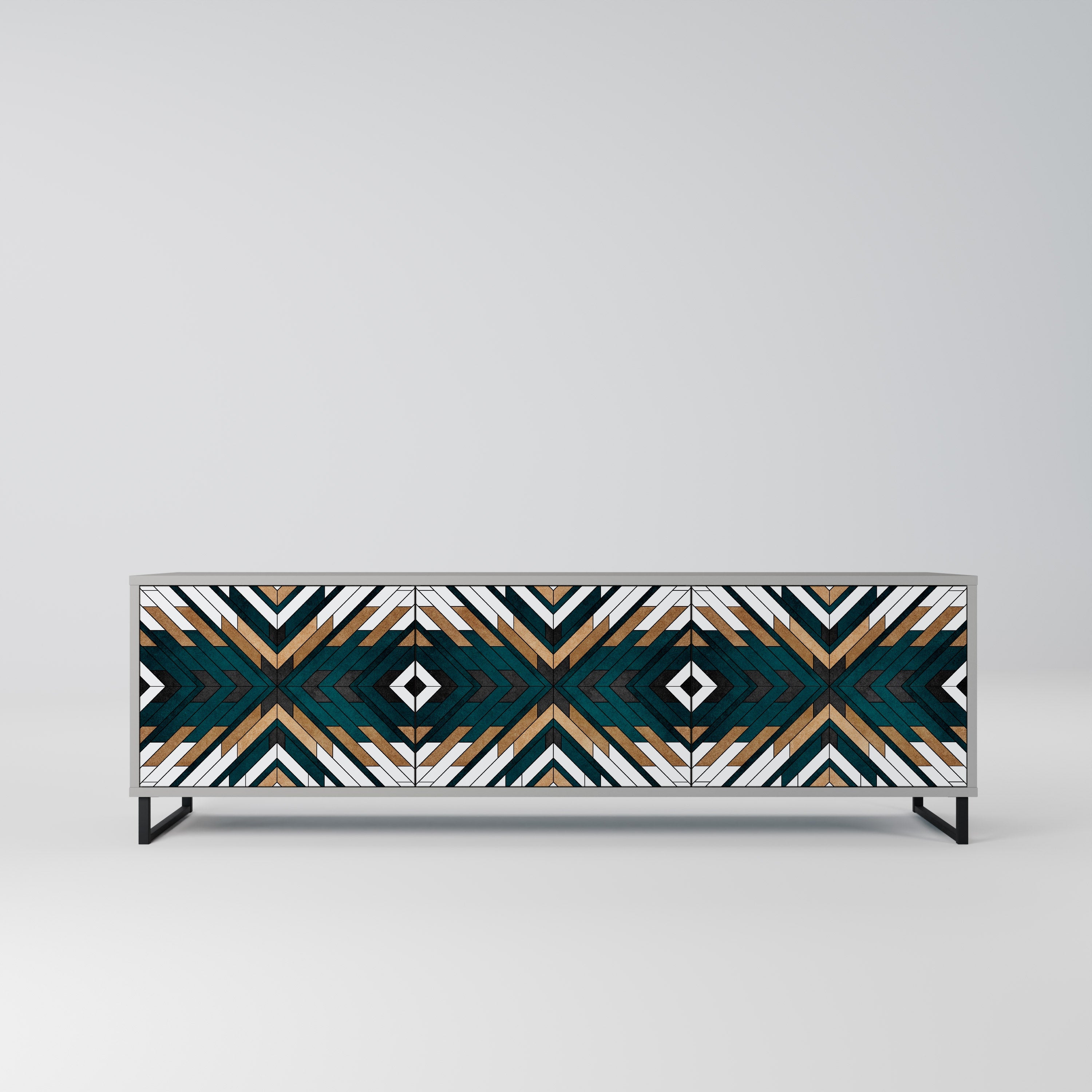 ARTISTIC GEOMETRY Móvel de TV com 3 Portas em Acabamento Cinzento