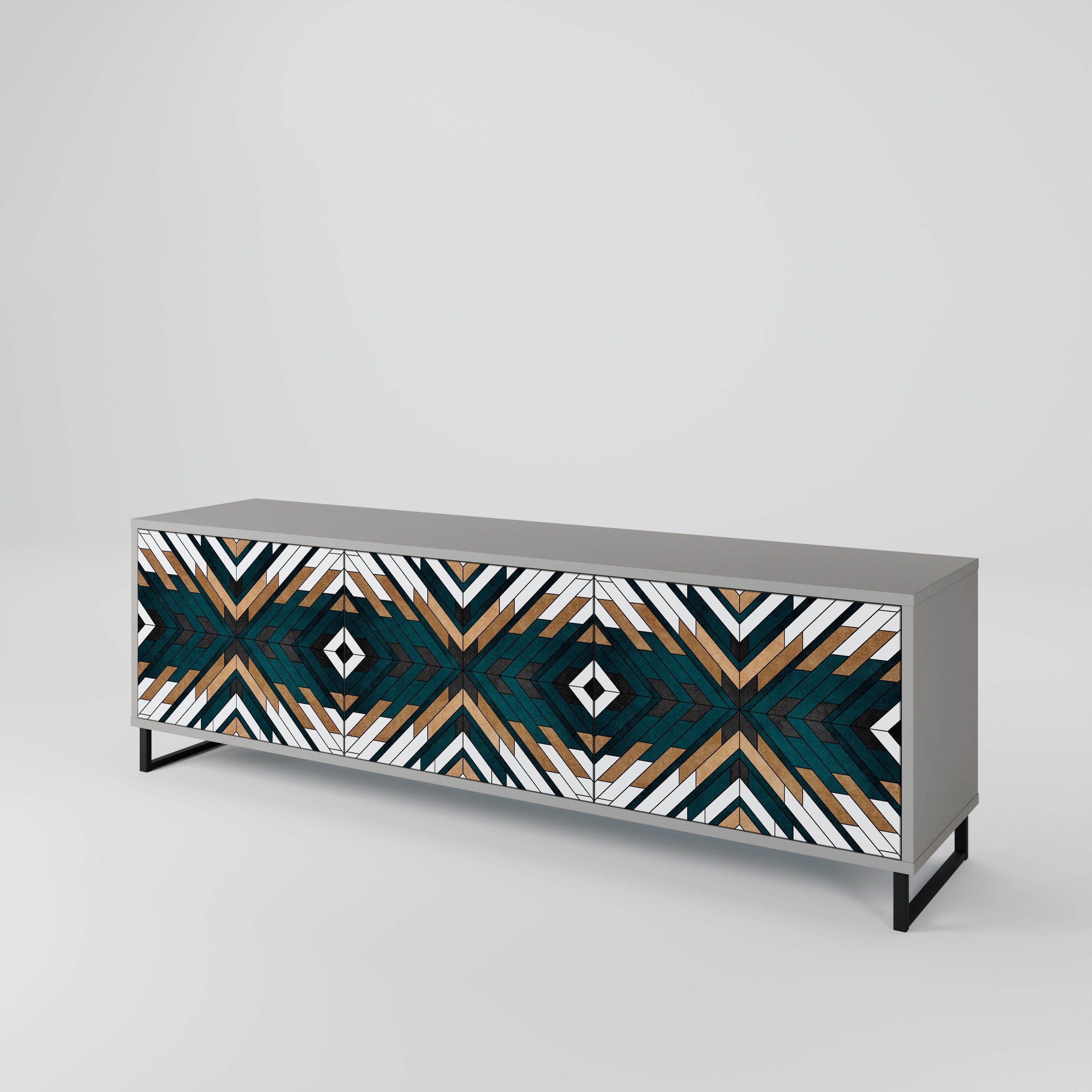 ARTISTIC GEOMETRY Móvel de TV com 3 Portas em Acabamento Cinzento