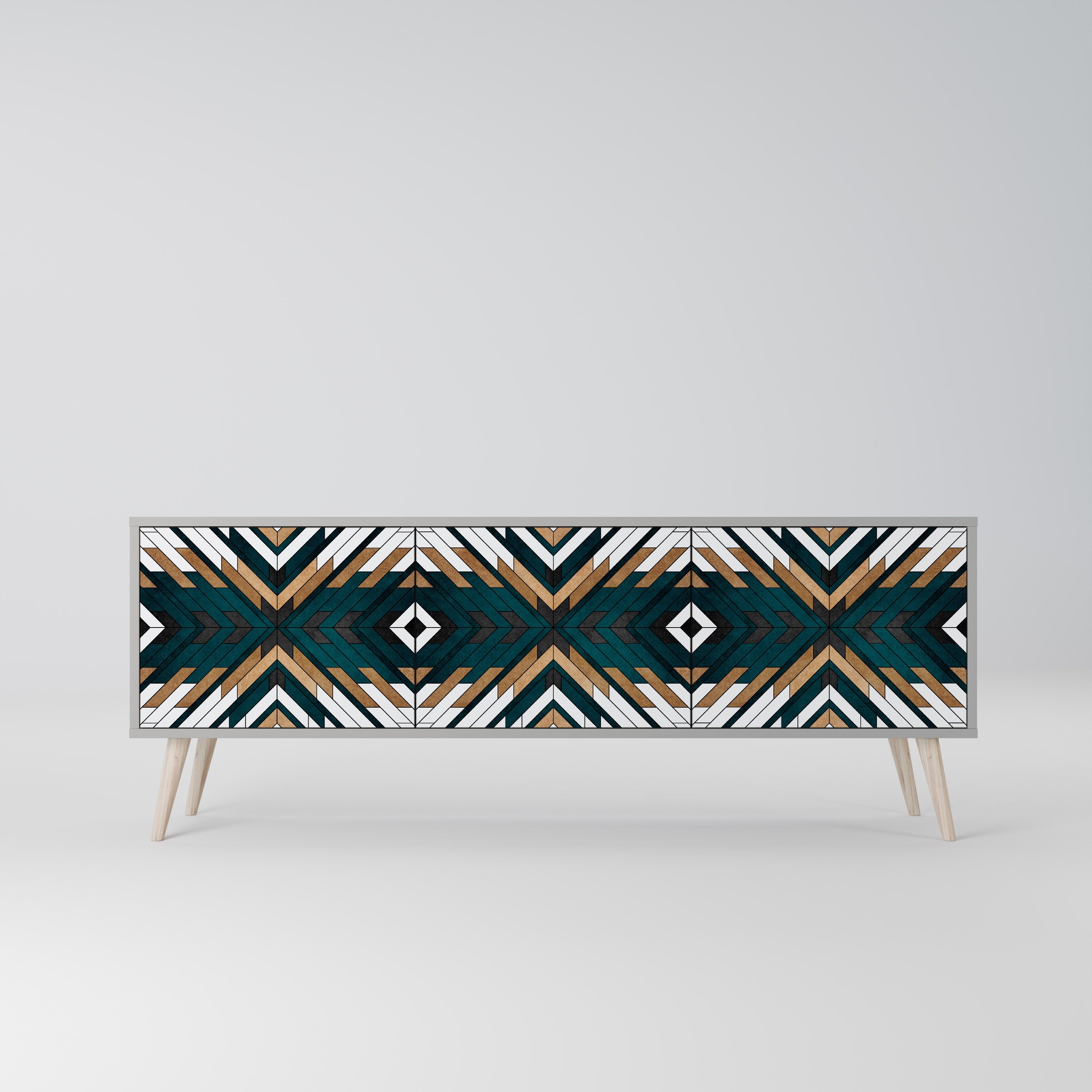 ARTISTIC GEOMETRY Móvel de TV com 3 Portas em Acabamento Cinzento