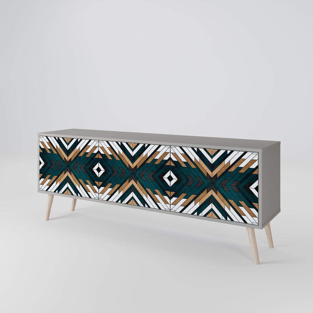 ARTISTIC GEOMETRY Móvel de TV com 3 Portas em Acabamento Cinzento