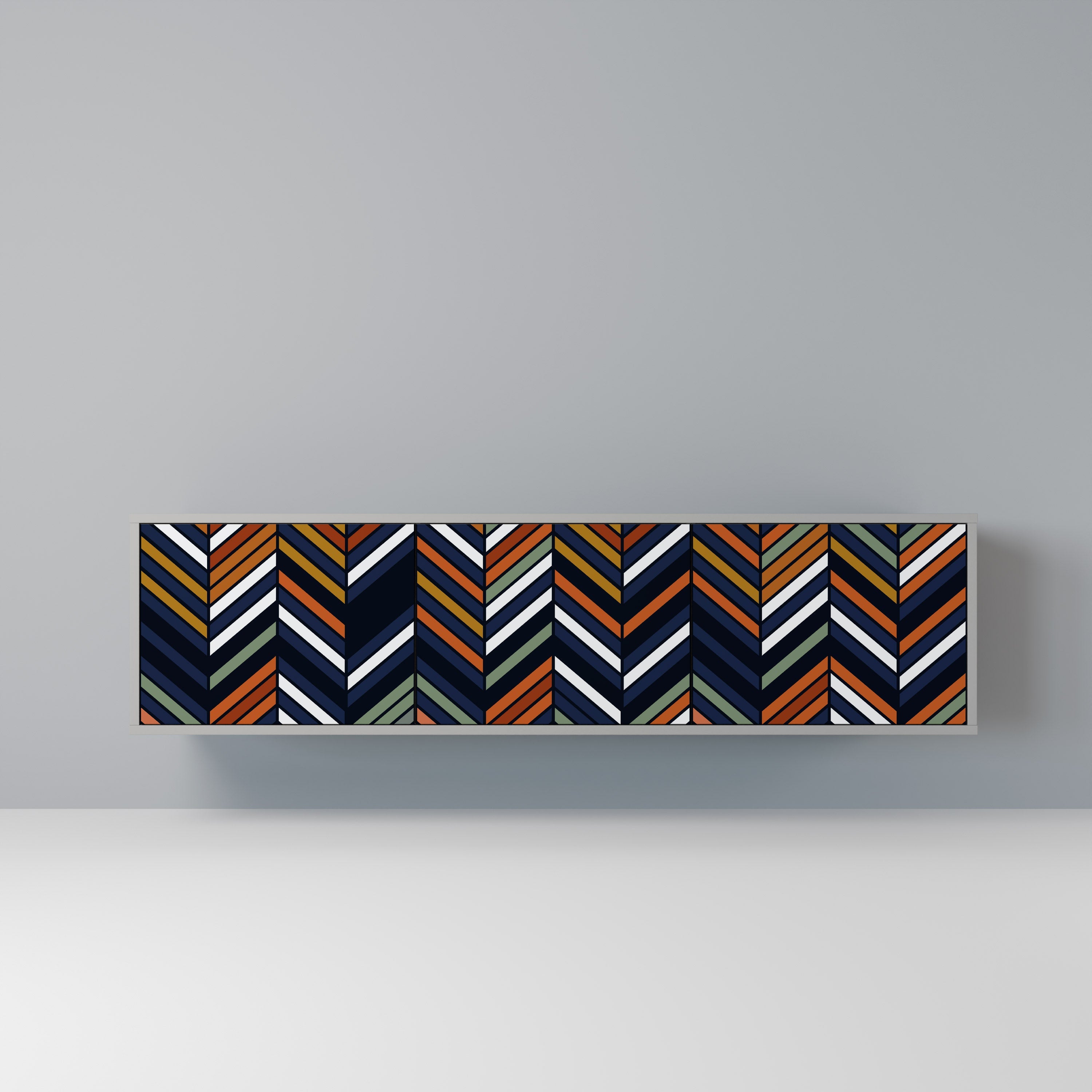 VIBRANT PATCHWORK Móvel de TV com 3 Portas em Acabamento Cinzento