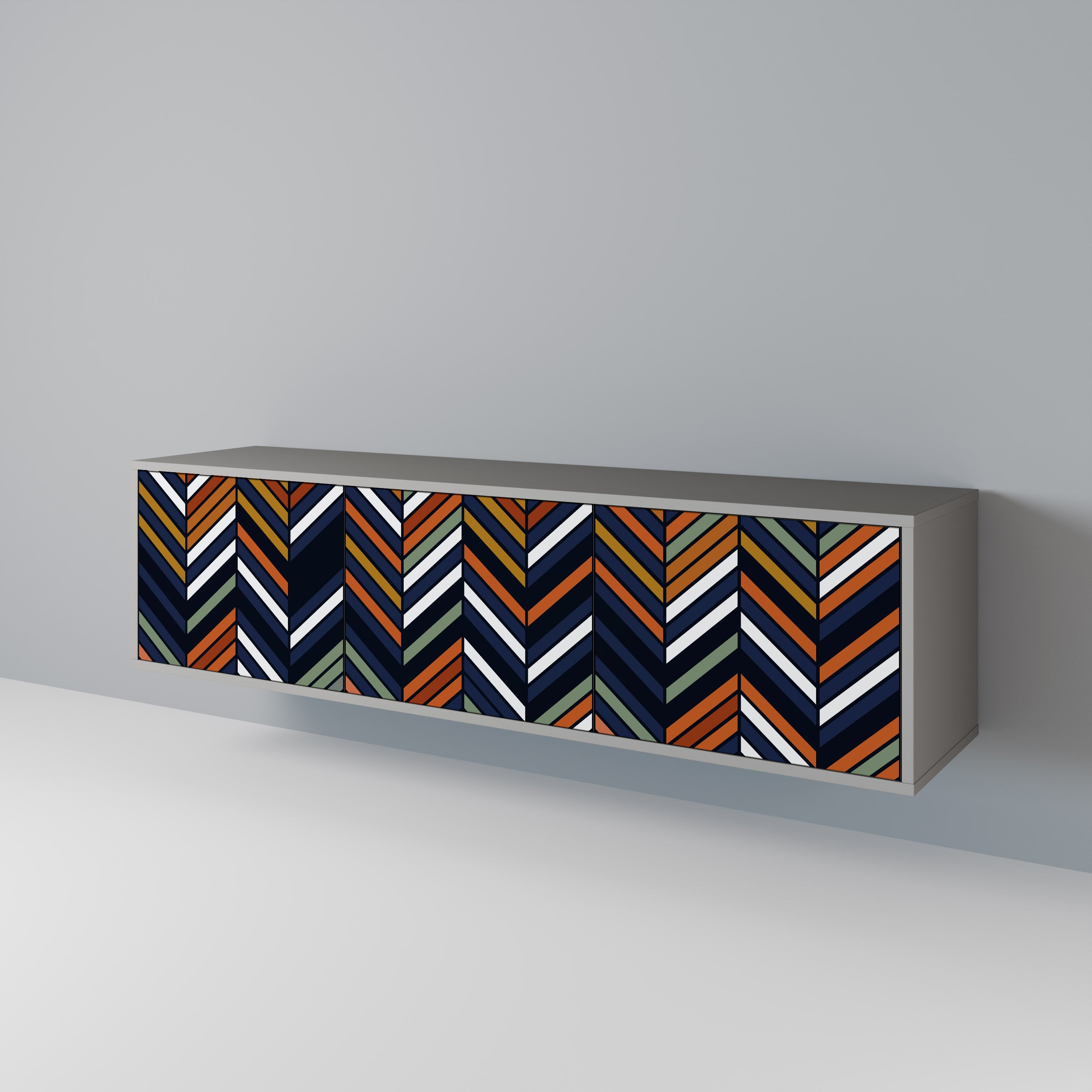 VIBRANT PATCHWORK Móvel de TV com 3 Portas em Acabamento Cinzento