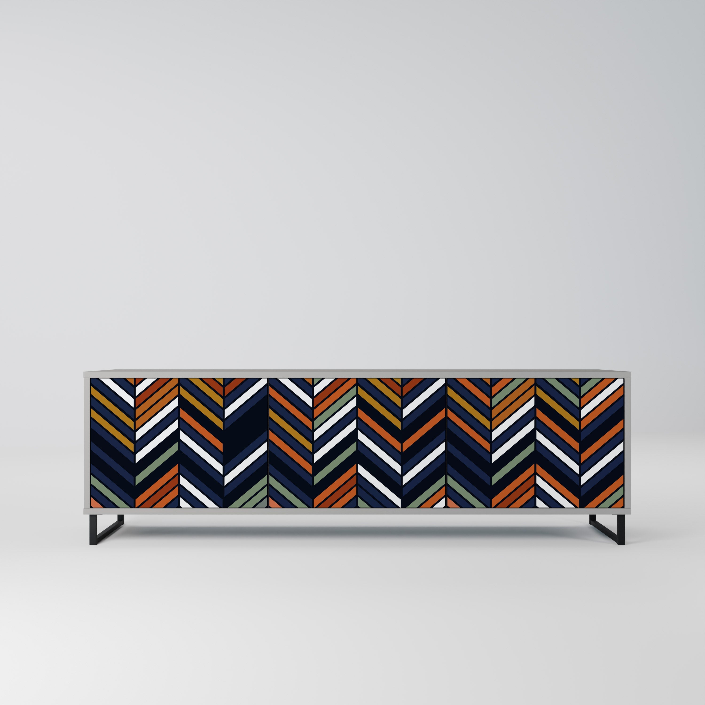 VIBRANT PATCHWORK Móvel de TV com 3 Portas em Acabamento Cinzento