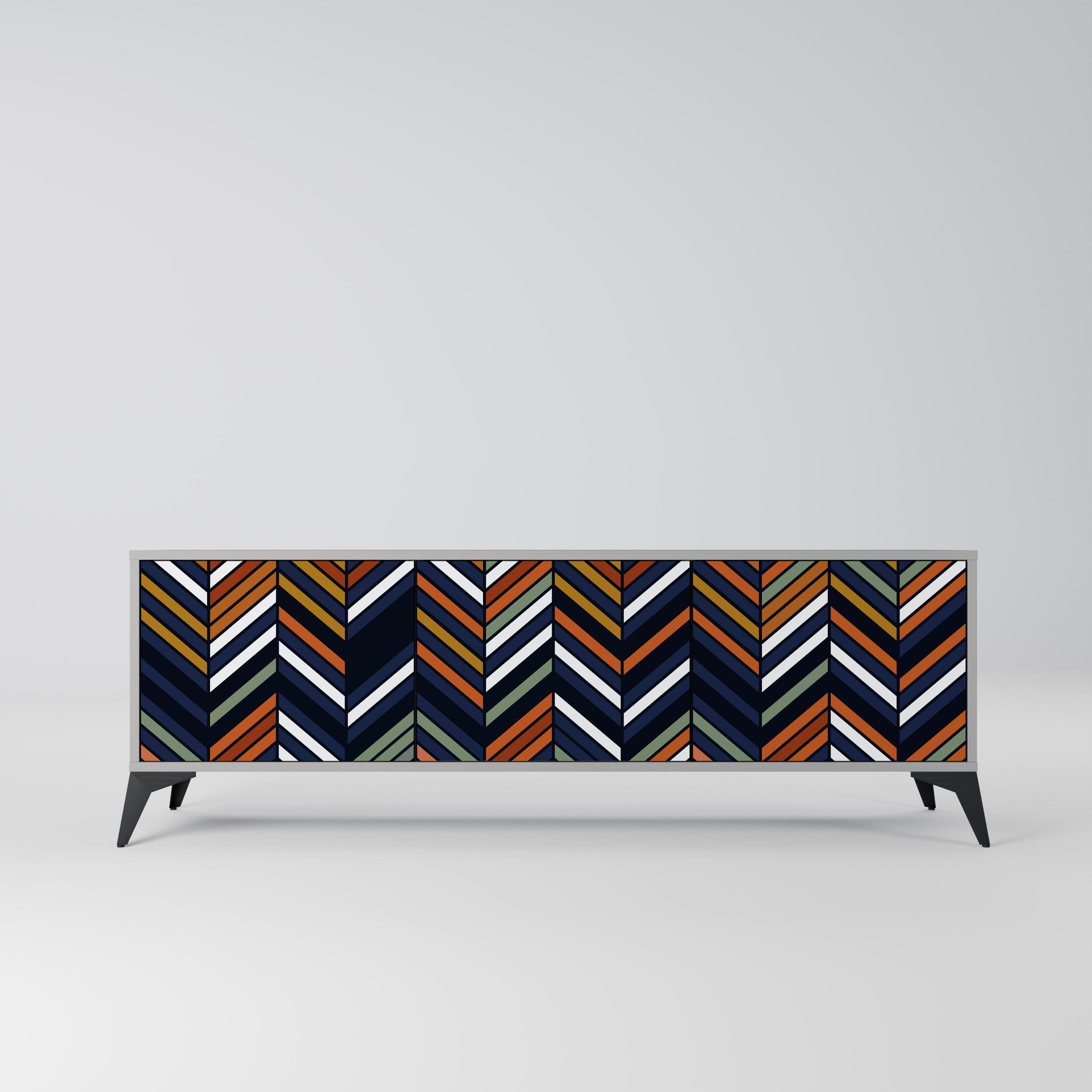 VIBRANT PATCHWORK Móvel de TV com 3 Portas em Acabamento Cinzento