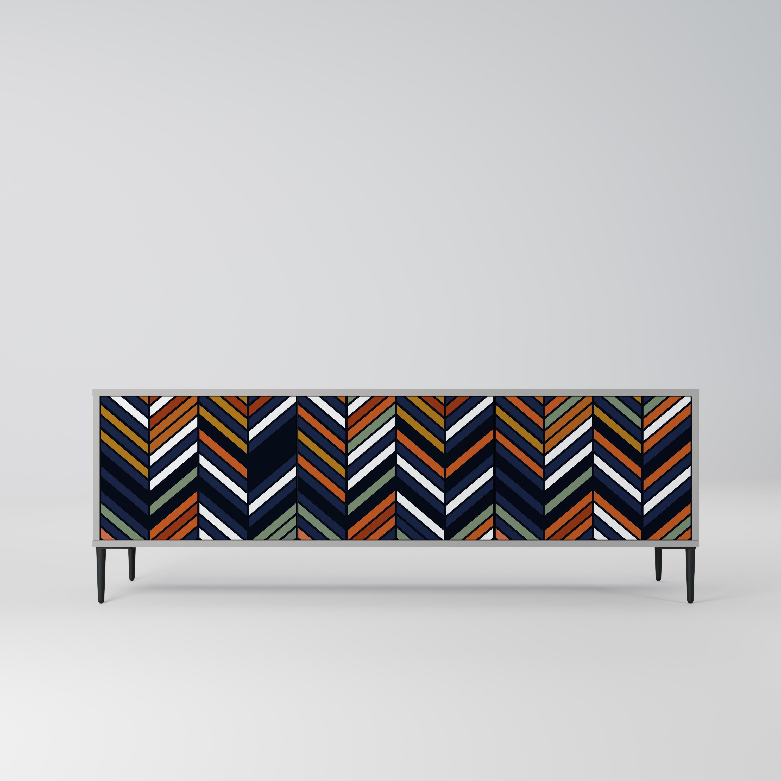 VIBRANT PATCHWORK Móvel de TV com 3 Portas em Acabamento Cinzento