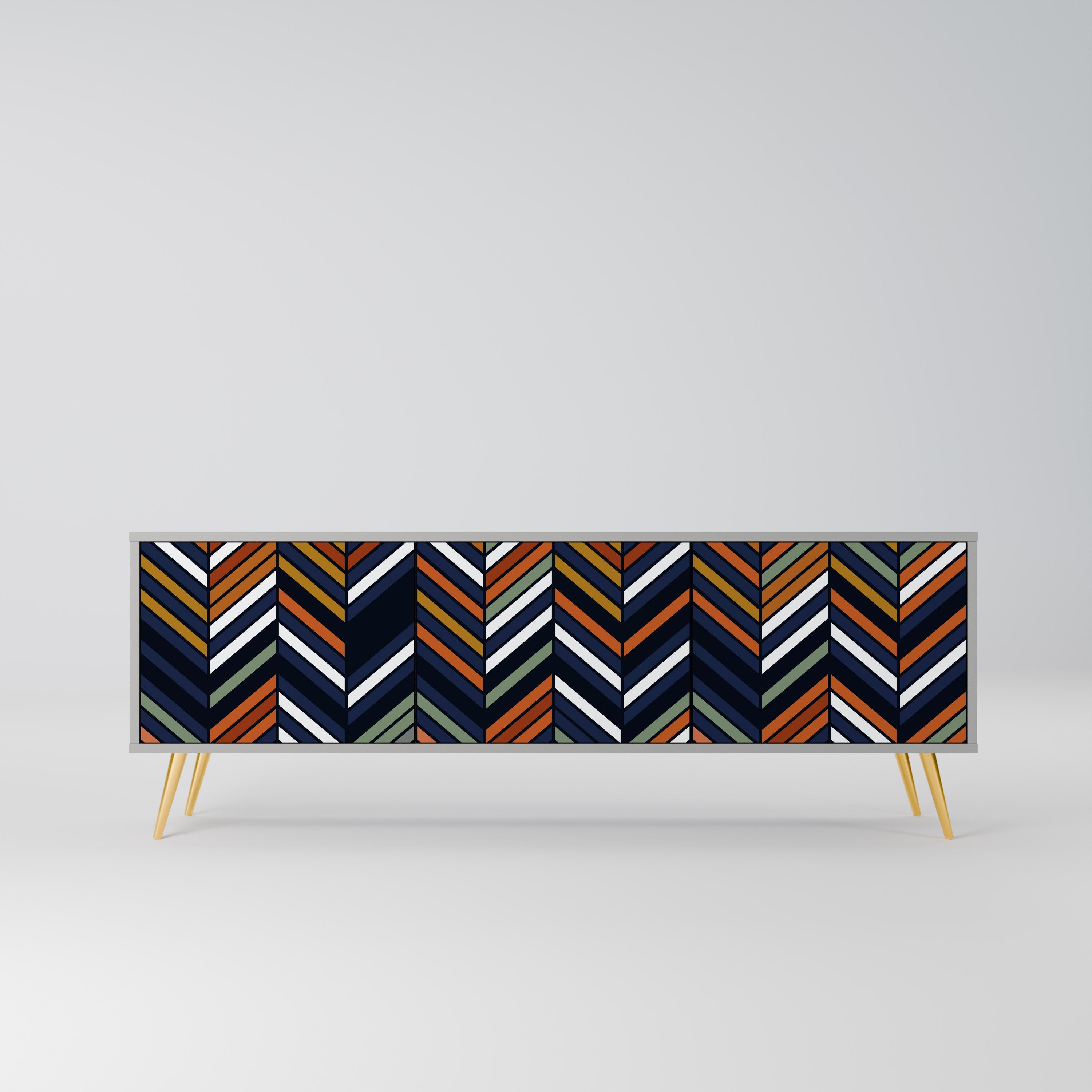 VIBRANT PATCHWORK Móvel de TV com 3 Portas em Acabamento Cinzento