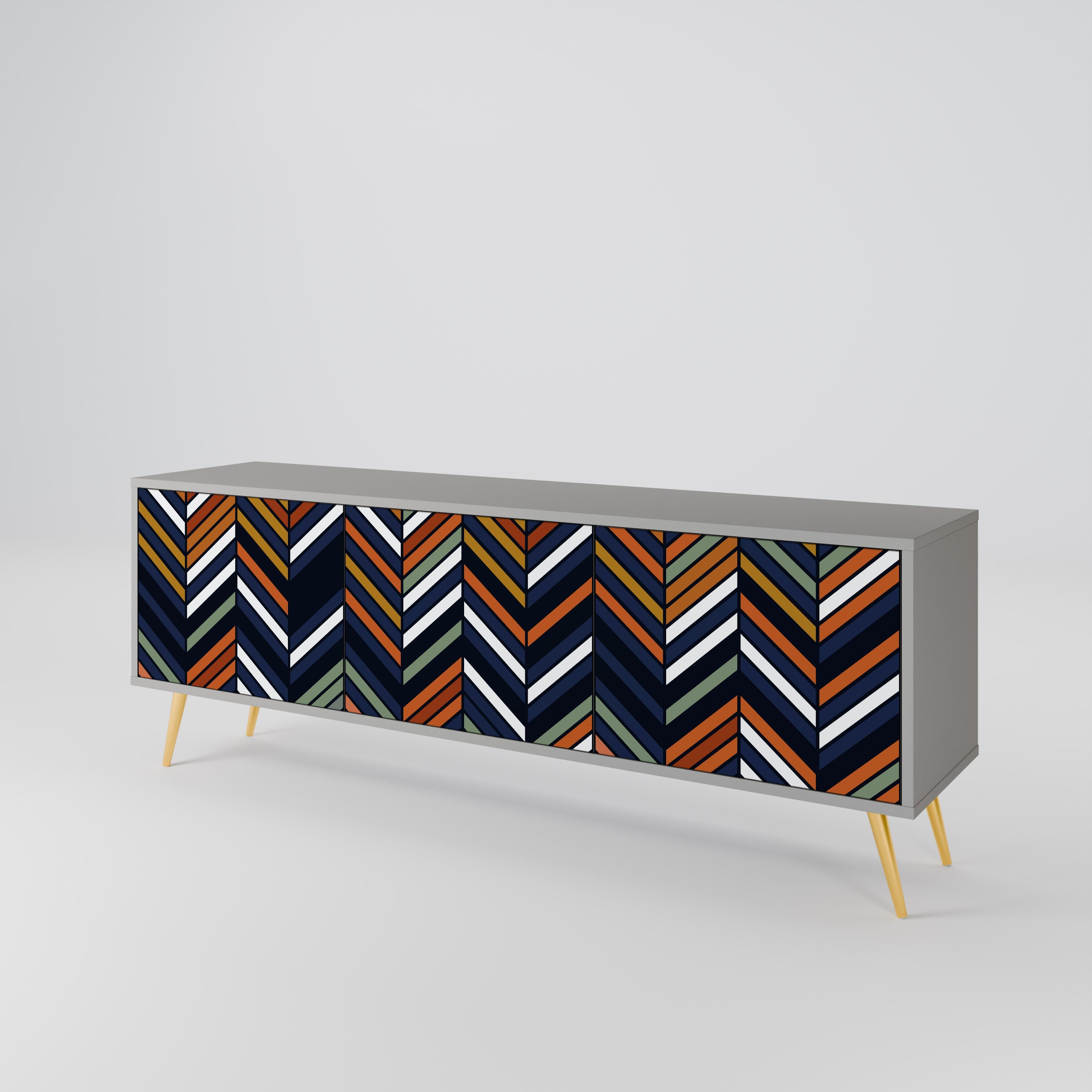 VIBRANT PATCHWORK Móvel de TV com 3 Portas em Acabamento Cinzento