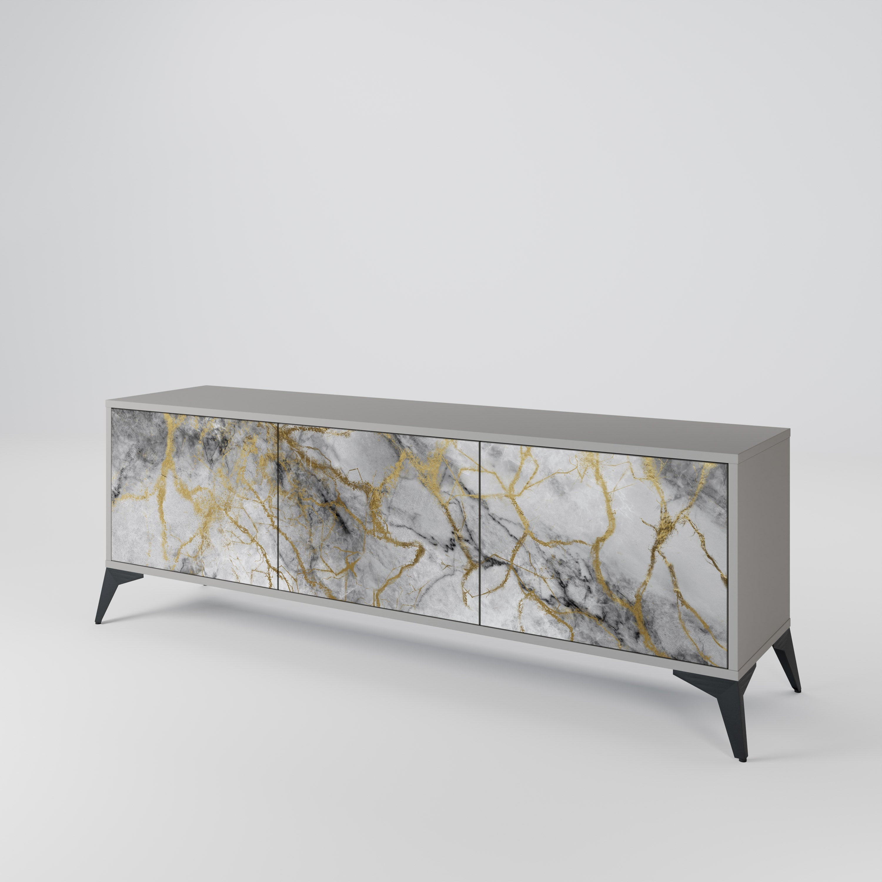 TIMELESS GLIDE Móvel de TV com 3 Portas em Acabamento Cinzento