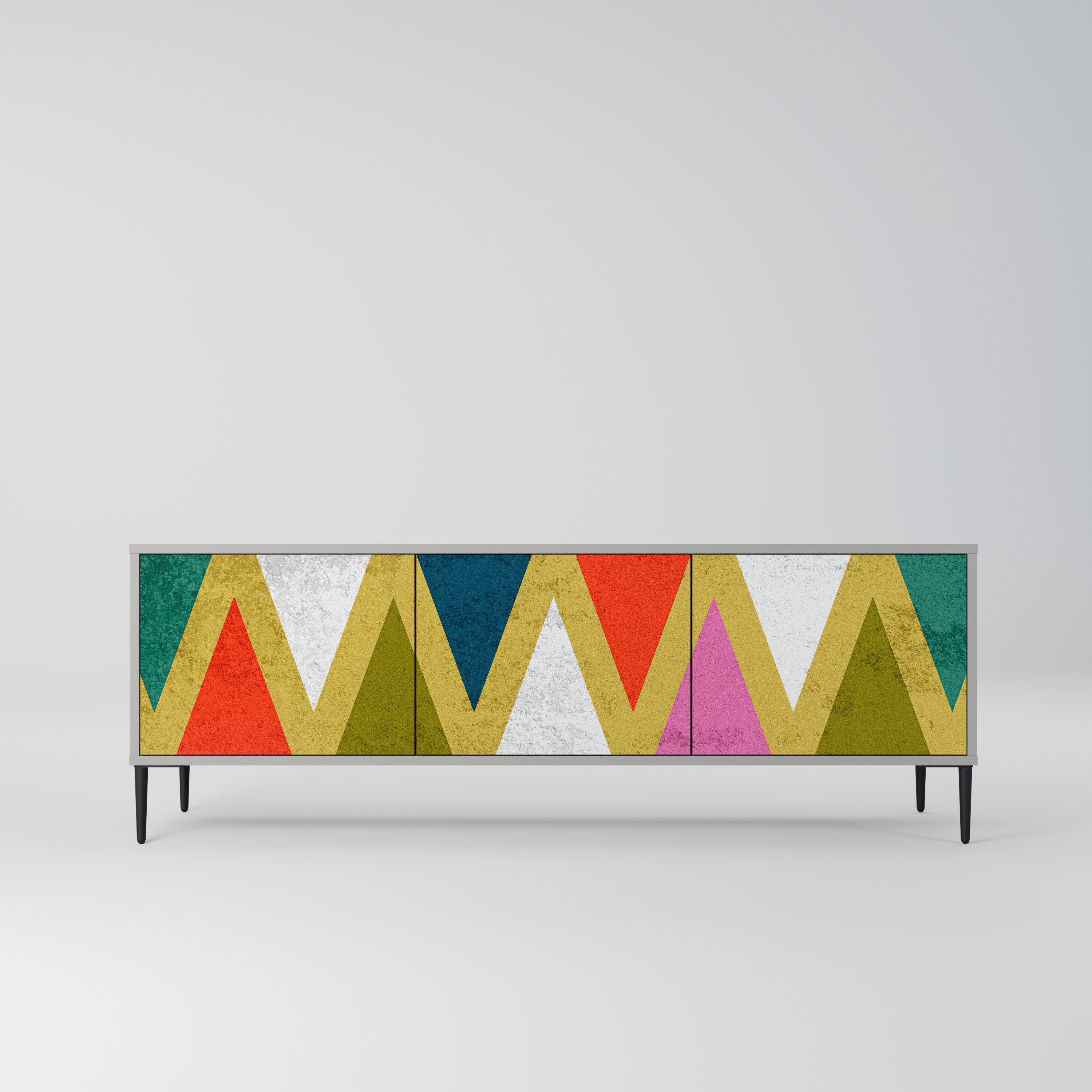 COLORFUL TRIANGLES Móvel de TV com 3 Portas em Acabamento Cinzento