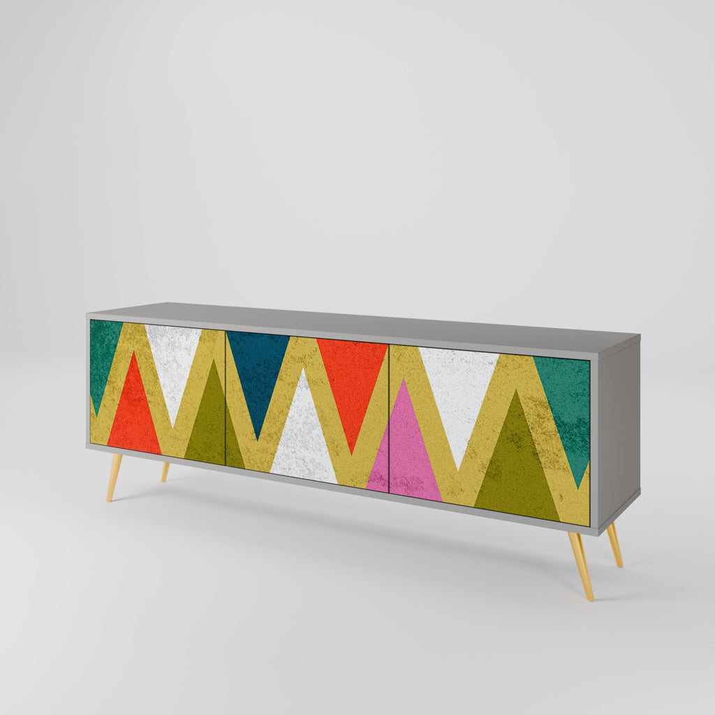 COLORFUL TRIANGLES Móvel de TV com 3 Portas em Acabamento Cinzento