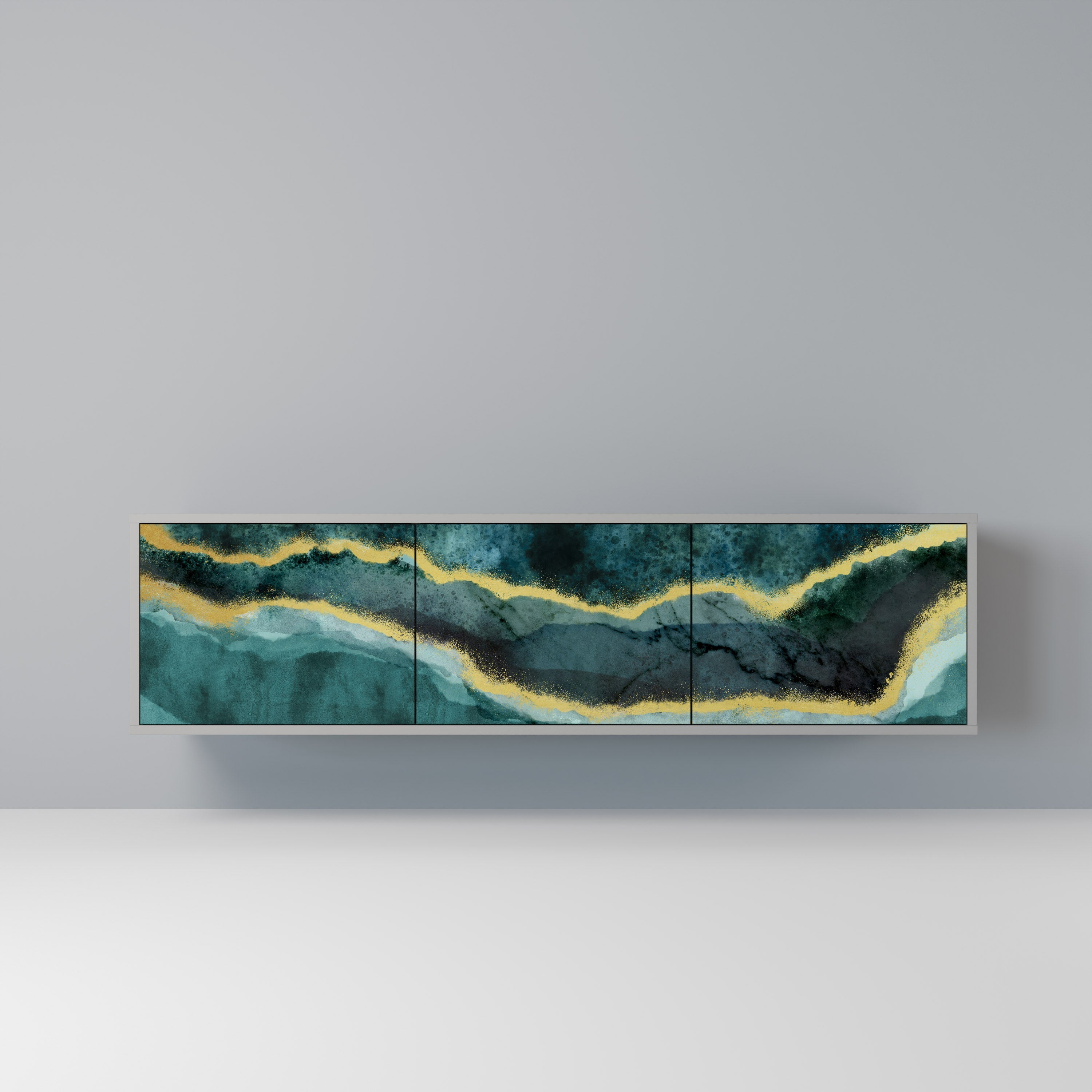 GOLDRUSH ODYSSEY Móvel de TV com 3 Portas em Acabamento Cinzento