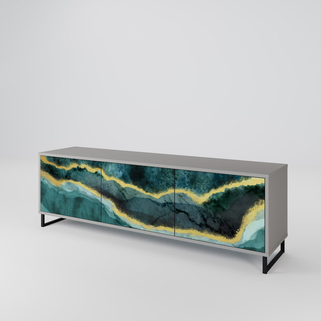 GOLDRUSH ODYSSEY 3-Door TV Stand in Grey Finish