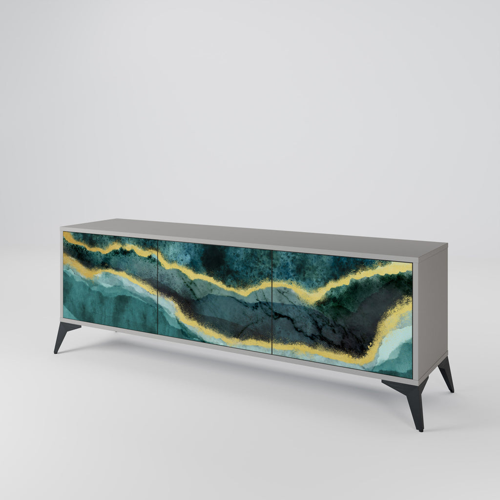 GOLDRUSH ODYSSEY 3-Door TV Stand in Grey Finish