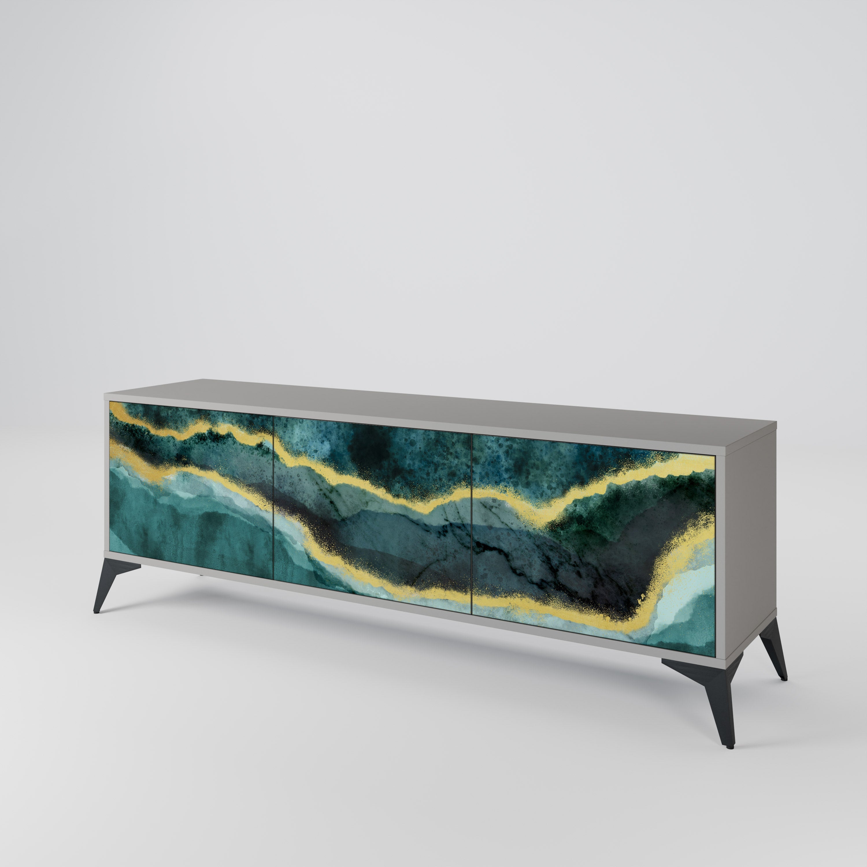 GOLDRUSH ODYSSEY Móvel de TV com 3 Portas em Acabamento Cinzento