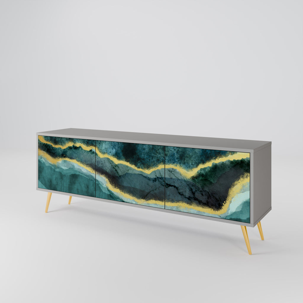 GOLDRUSH ODYSSEY 3-Door TV Stand in Grey Finish