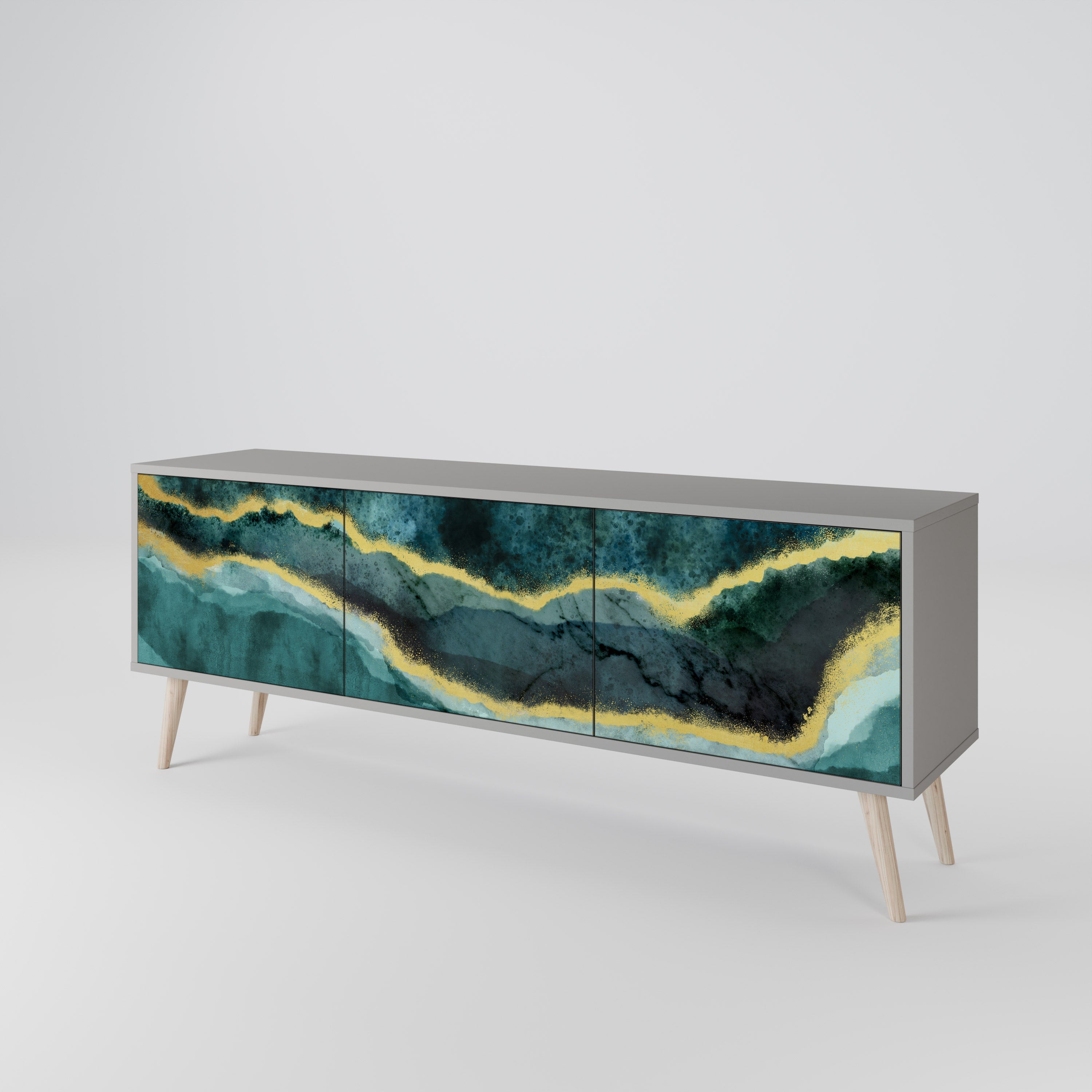 GOLDRUSH ODYSSEY Móvel de TV com 3 Portas em Acabamento Cinzento