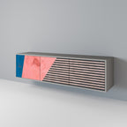 GLAMOROUS STRIPE Móvel de TV com 3 Portas em Acabamento Cinzento