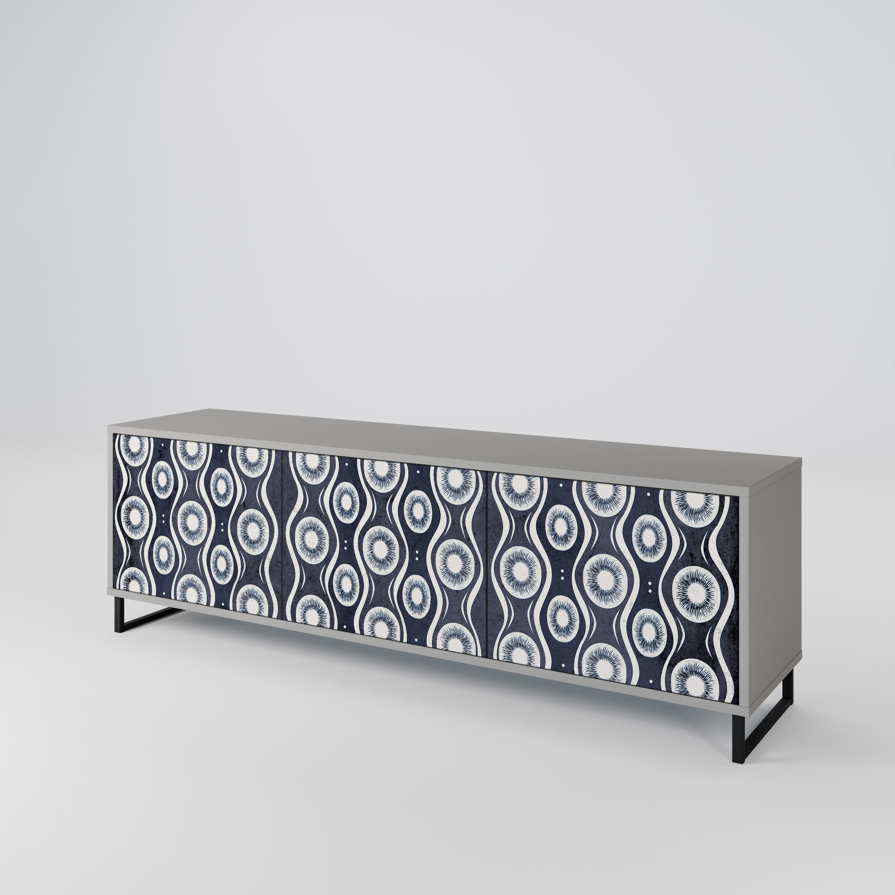 GRAPHITE EYES Móvel de TV com 3 Portas em Acabamento Cinzento