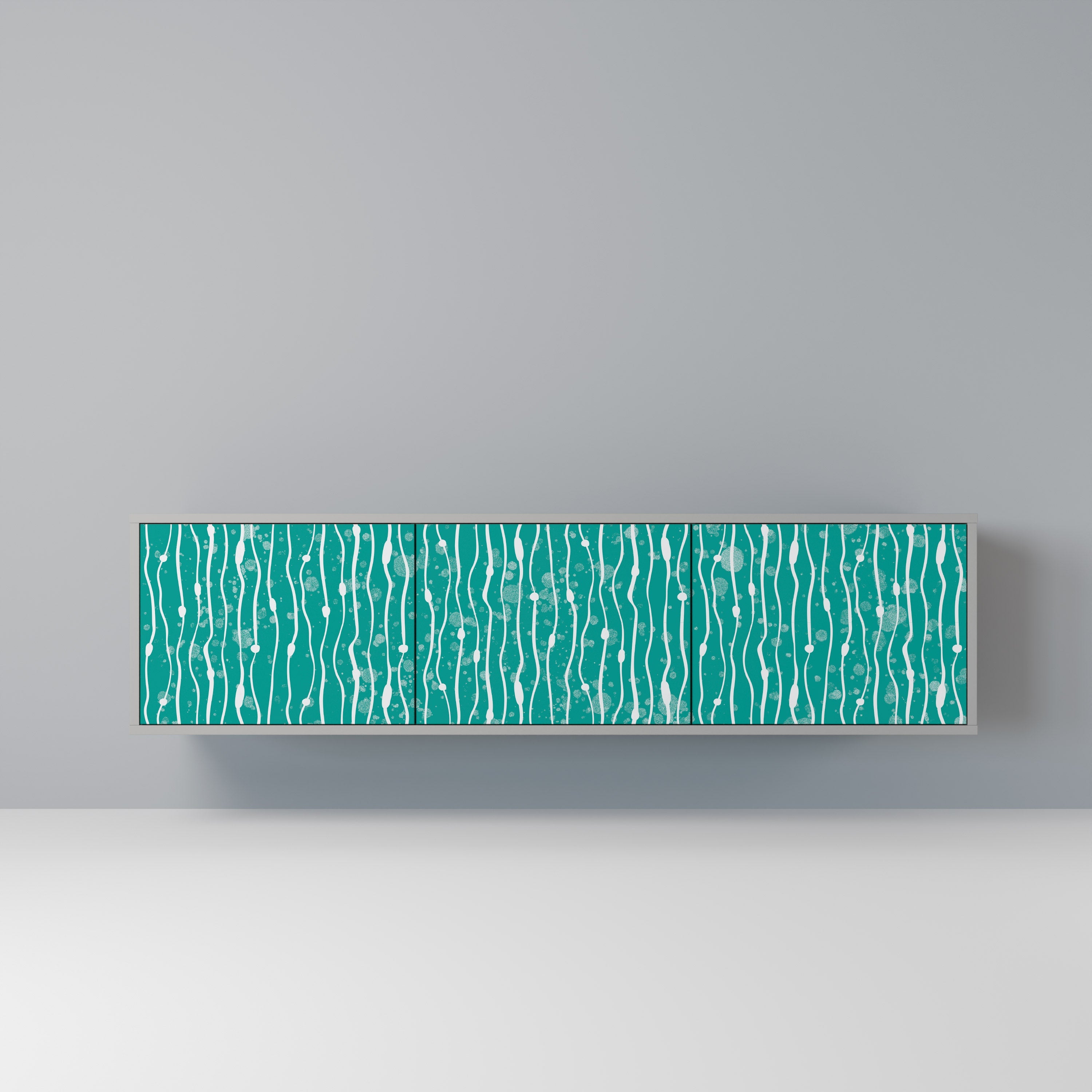 TURQUOISE RAIN Móvel de TV com 3 Portas em Acabamento Cinzento