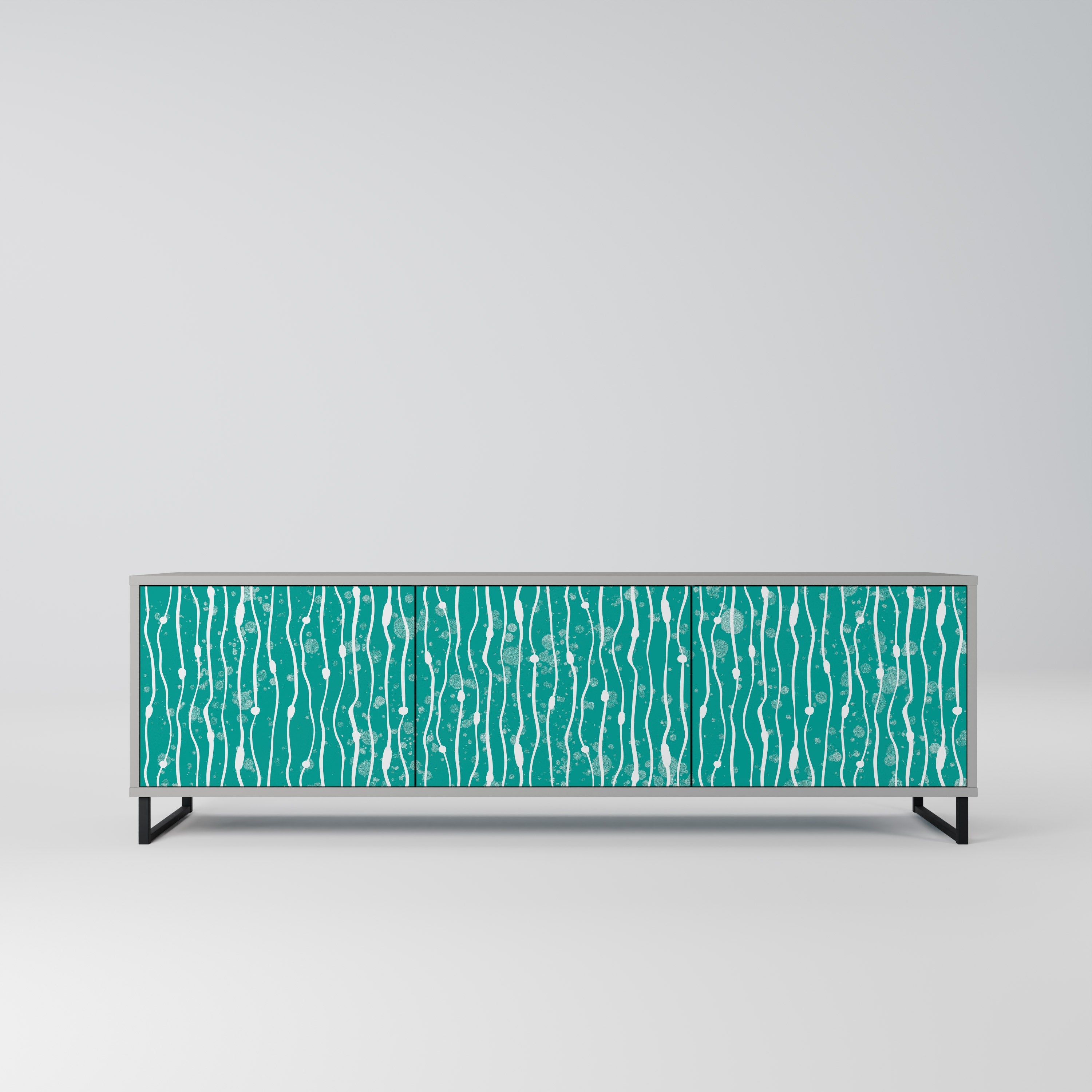 TURQUOISE RAIN Móvel de TV com 3 Portas em Acabamento Cinzento