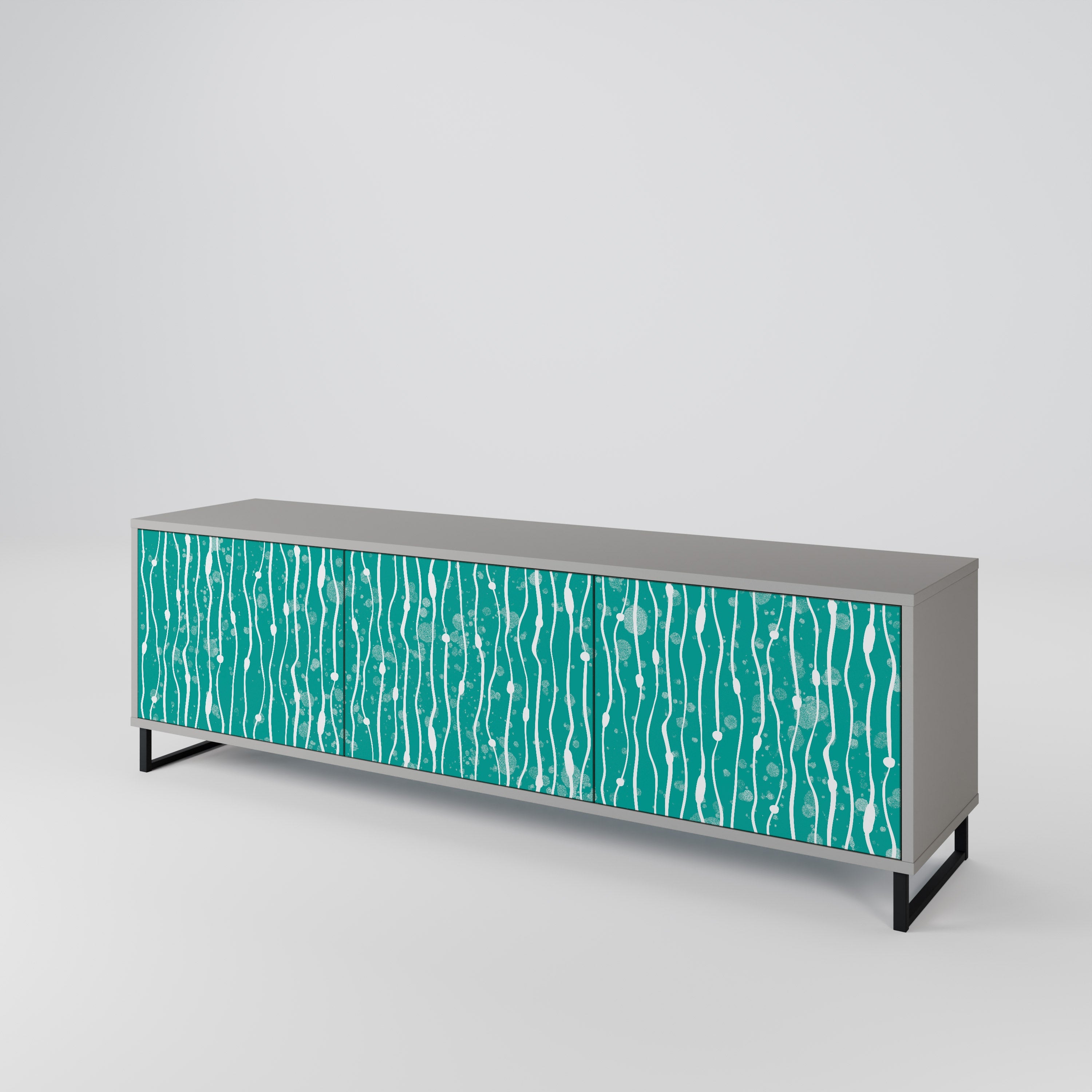 TURQUOISE RAIN Móvel de TV com 3 Portas em Acabamento Cinzento