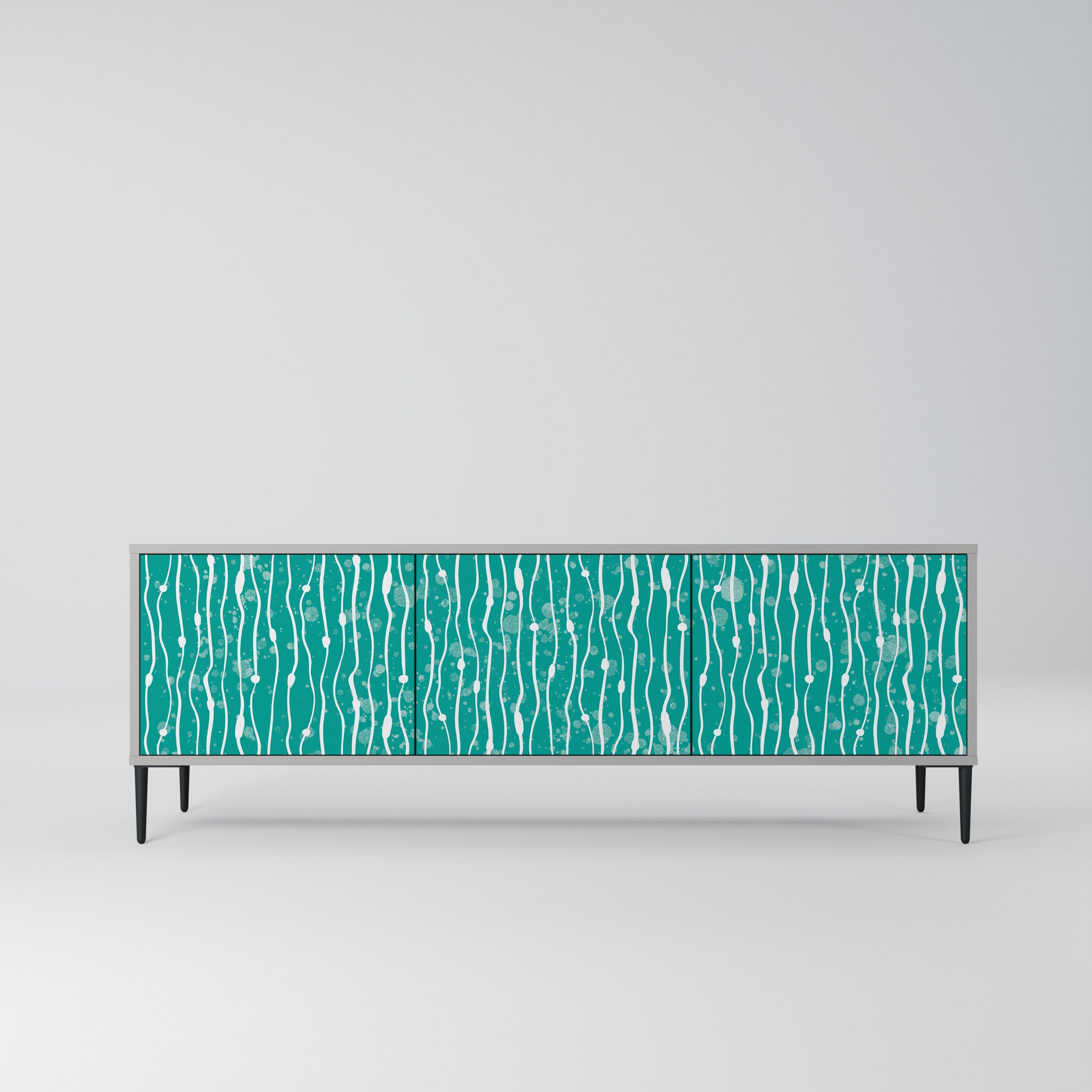 TURQUOISE RAIN Móvel de TV com 3 Portas em Acabamento Cinzento