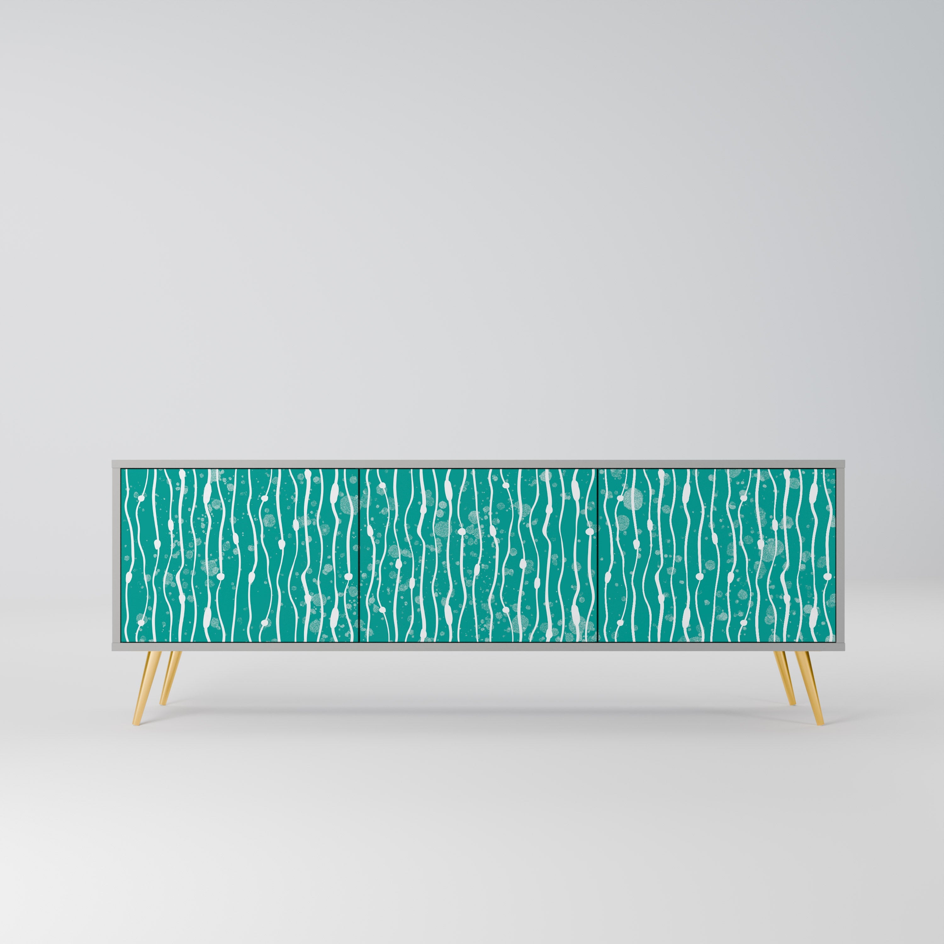 TURQUOISE RAIN Móvel de TV com 3 Portas em Acabamento Cinzento