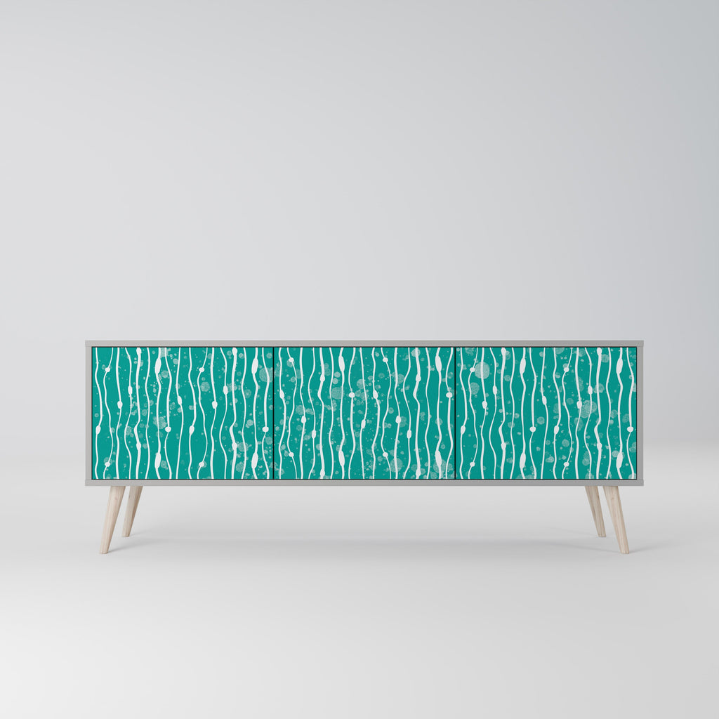 TURQUOISE RAIN Móvel de TV com 3 Portas em Acabamento Cinzento