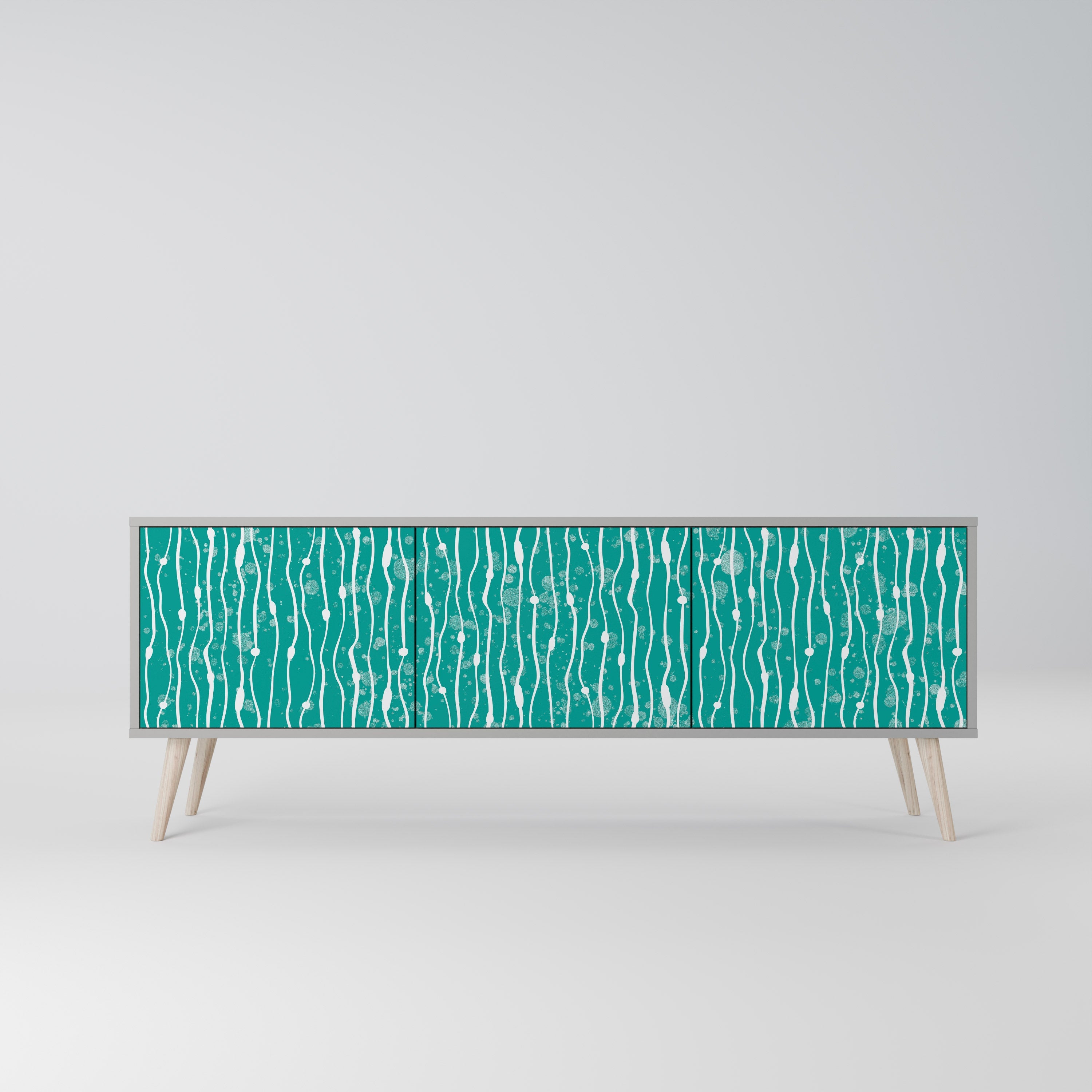 TURQUOISE RAIN Móvel de TV com 3 Portas em Acabamento Cinzento