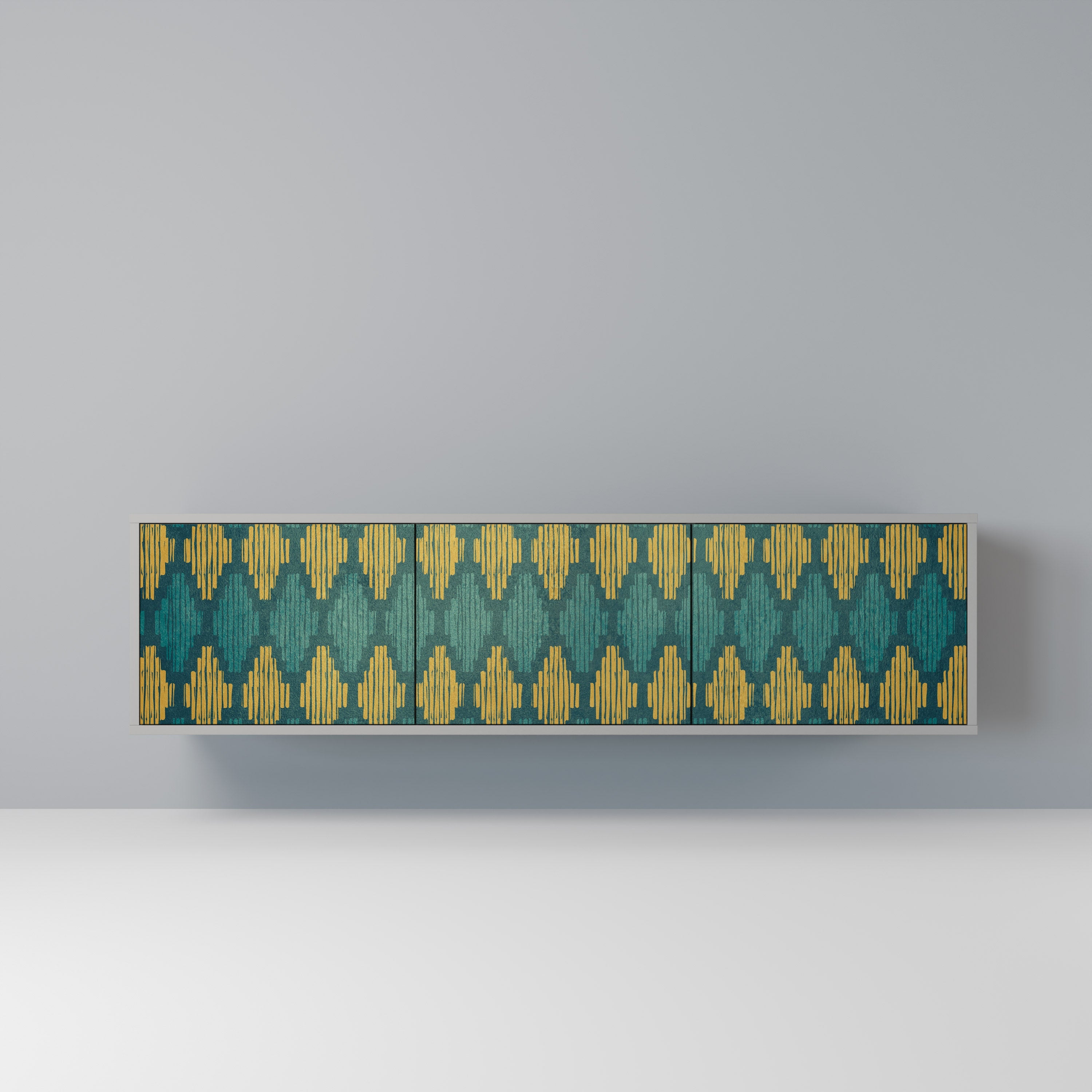 POLYGONS Móvel de TV com 3 Portas em Acabamento Cinzento