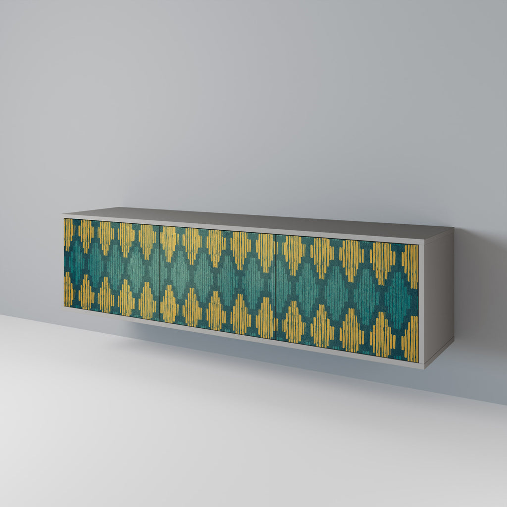 POLYGONS Móvel de TV com 3 Portas em Acabamento Cinzento