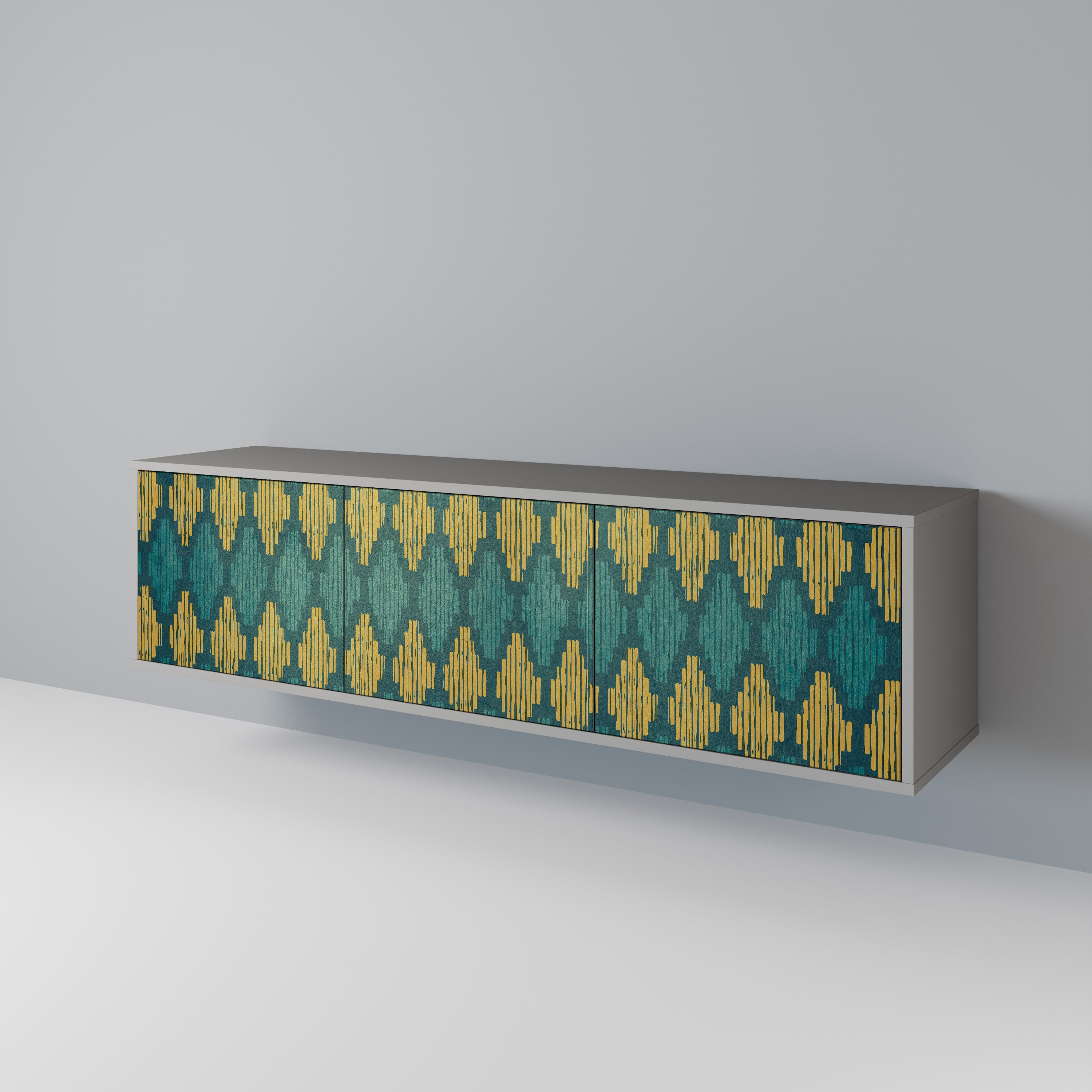 POLYGONS Móvel de TV com 3 Portas em Acabamento Cinzento