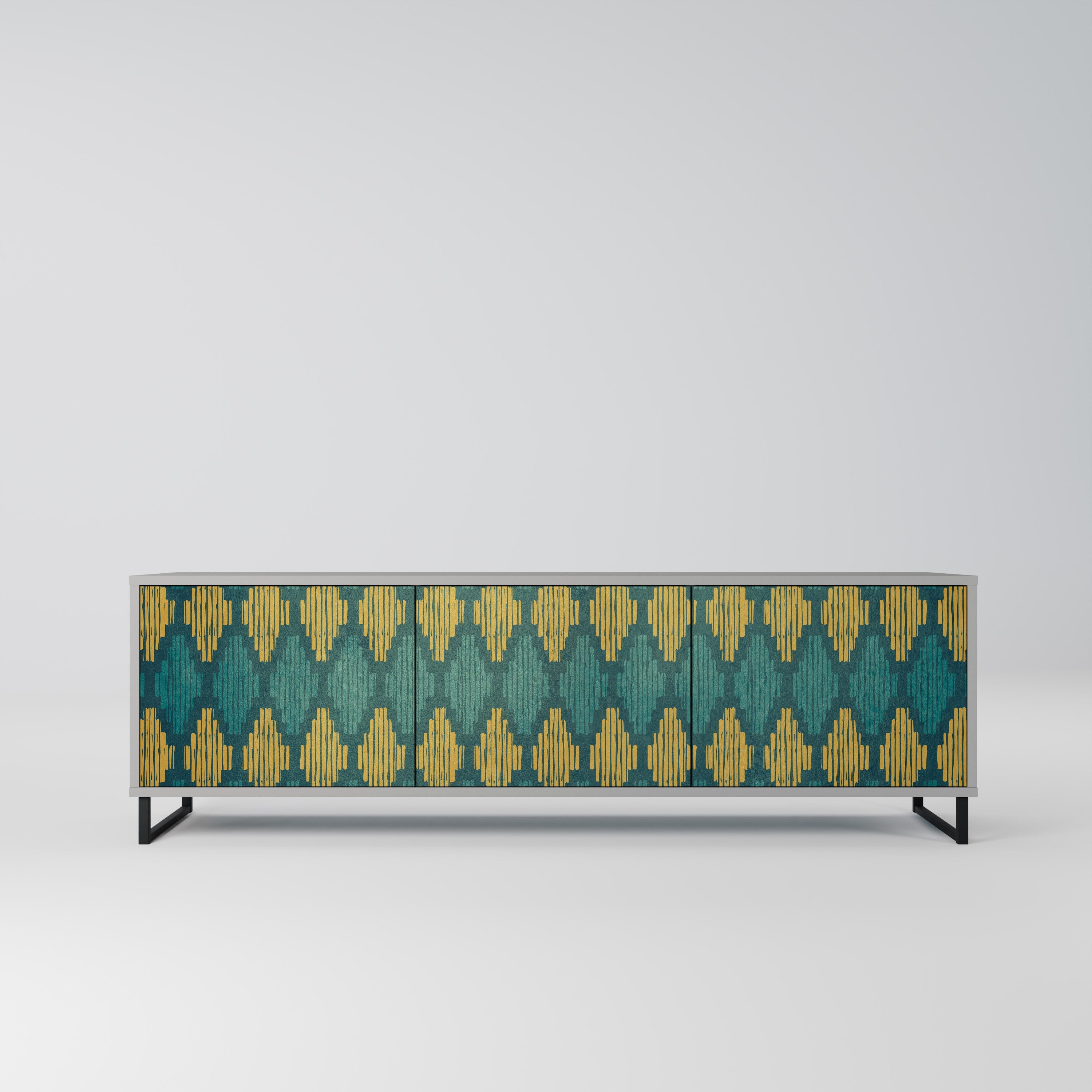 POLYGONS Móvel de TV com 3 Portas em Acabamento Cinzento