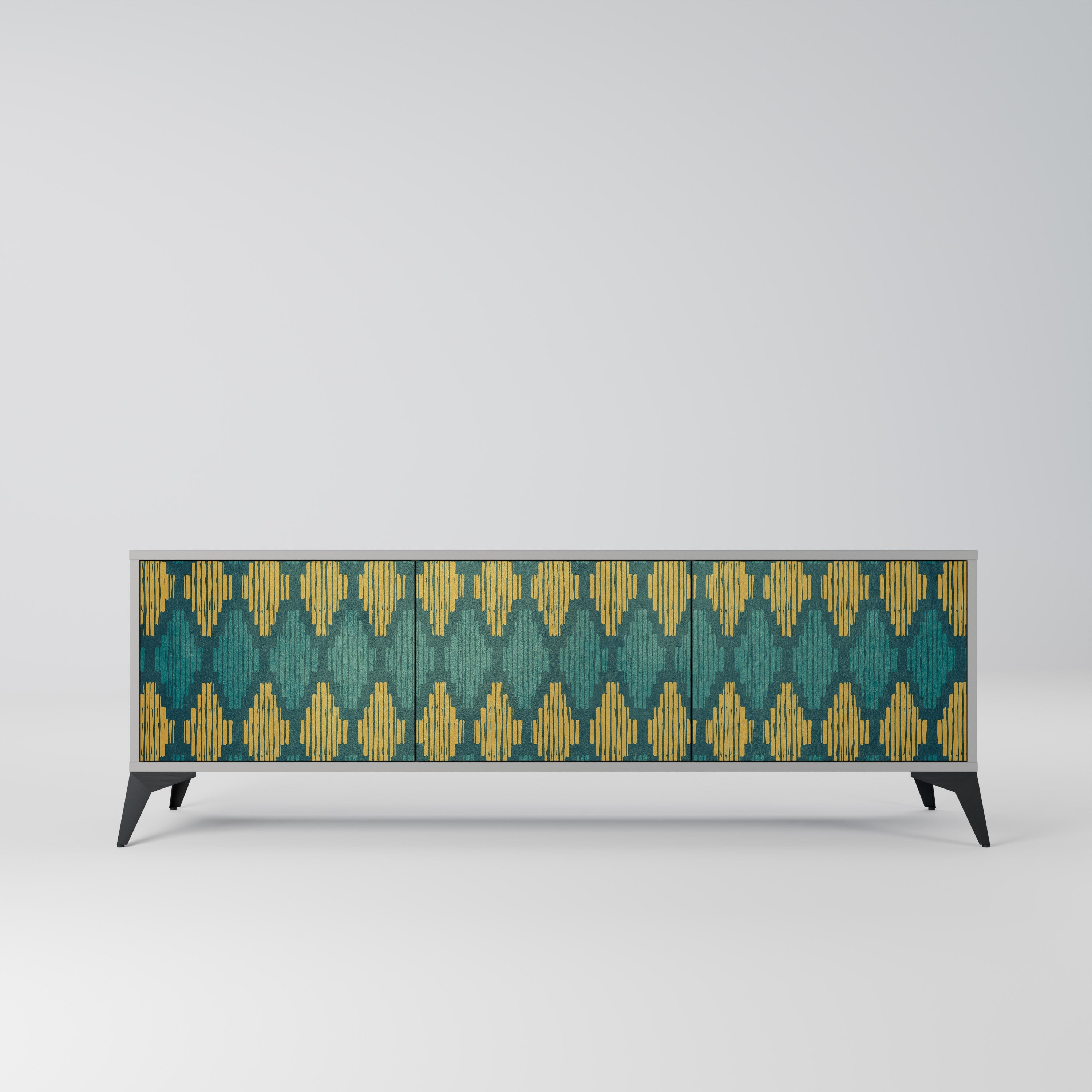 POLYGONS Móvel de TV com 3 Portas em Acabamento Cinzento